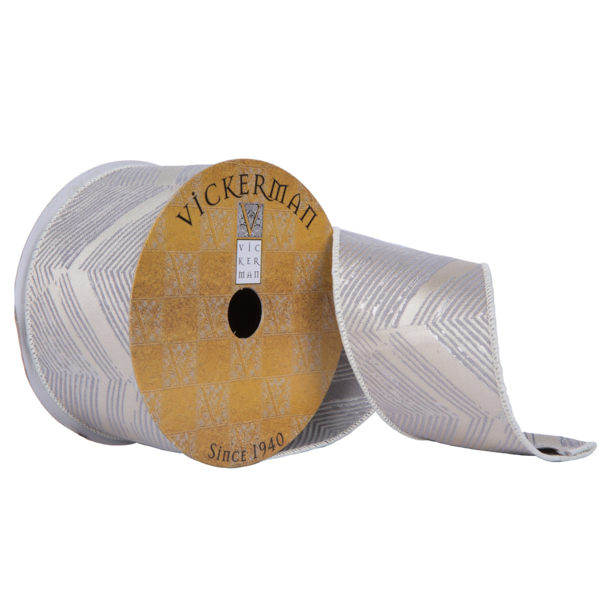 2.5”x10Yd Gray/Beige Chevron Sheen