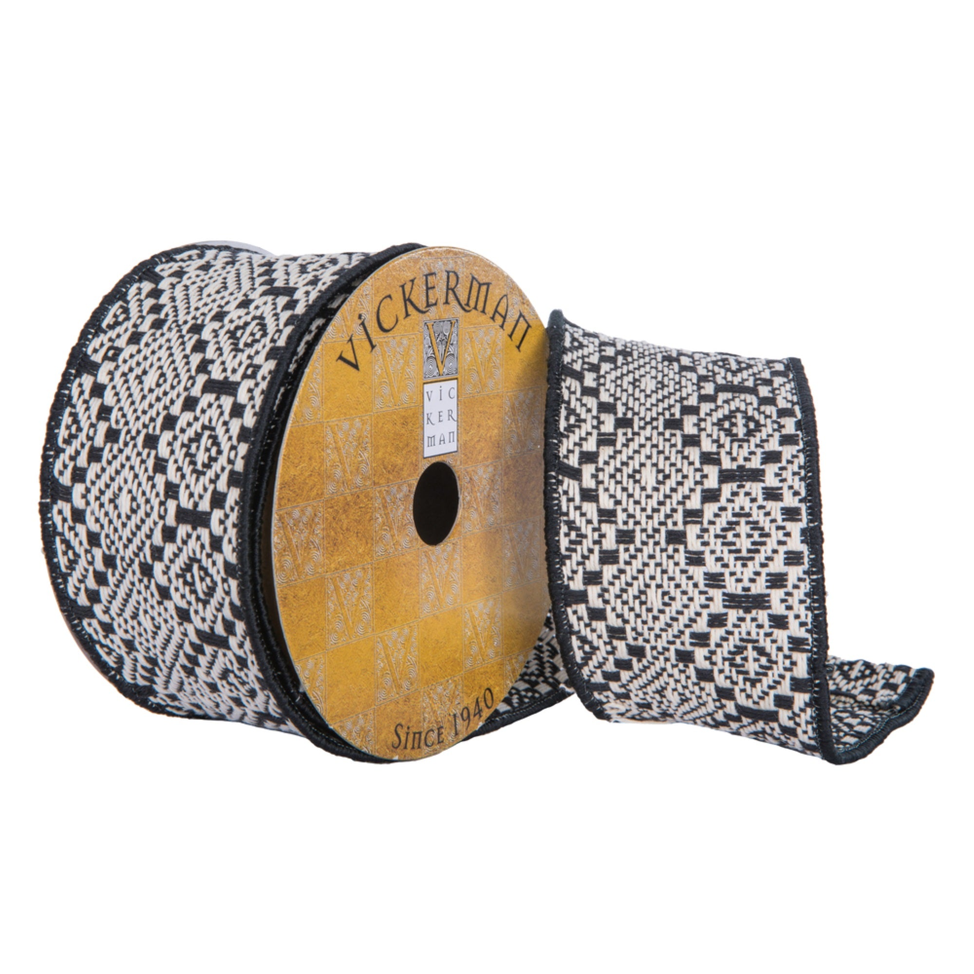 2.5”x10Yd Black White Ganado Ribbon