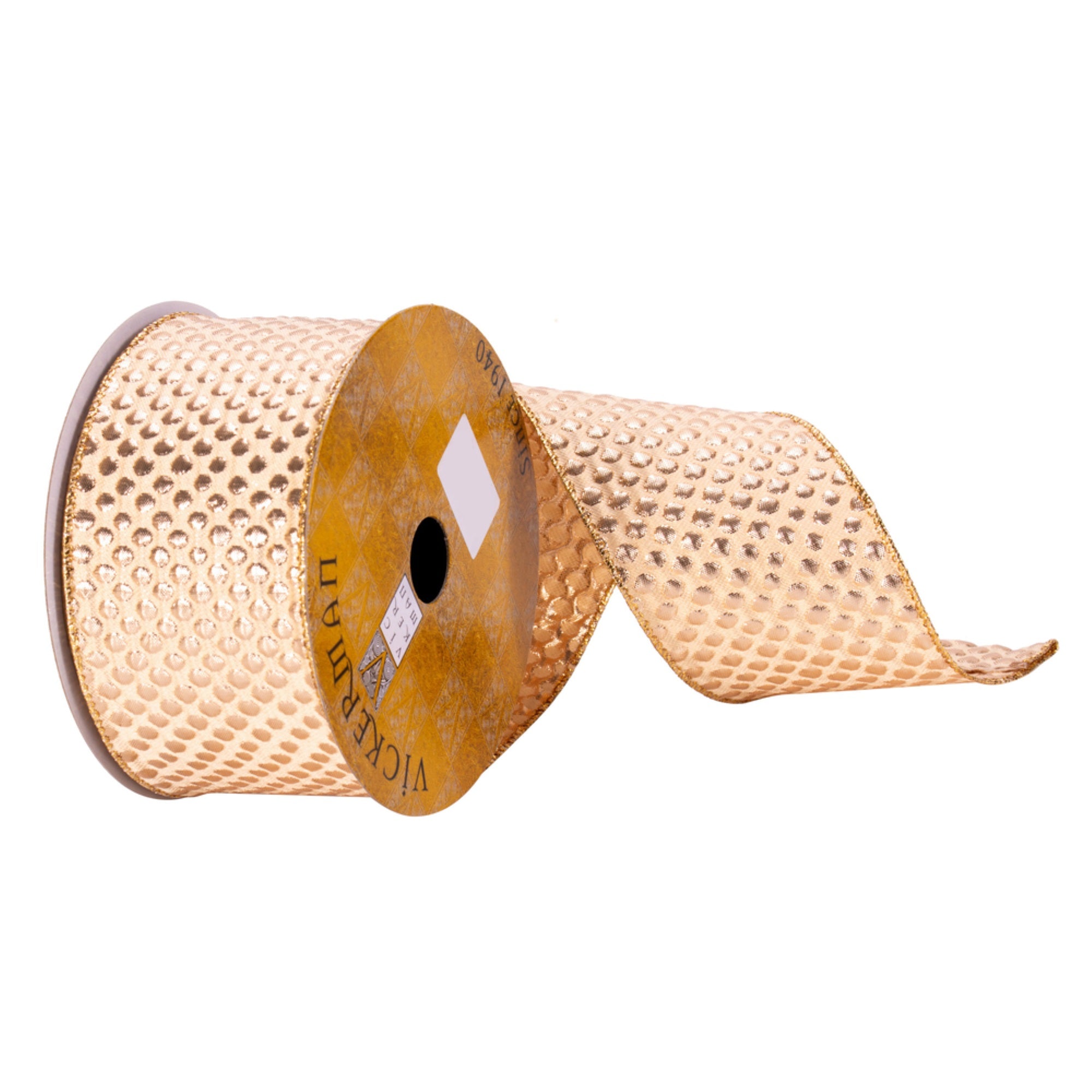2.5” x 10 yd Champagne Spots Ribbon
