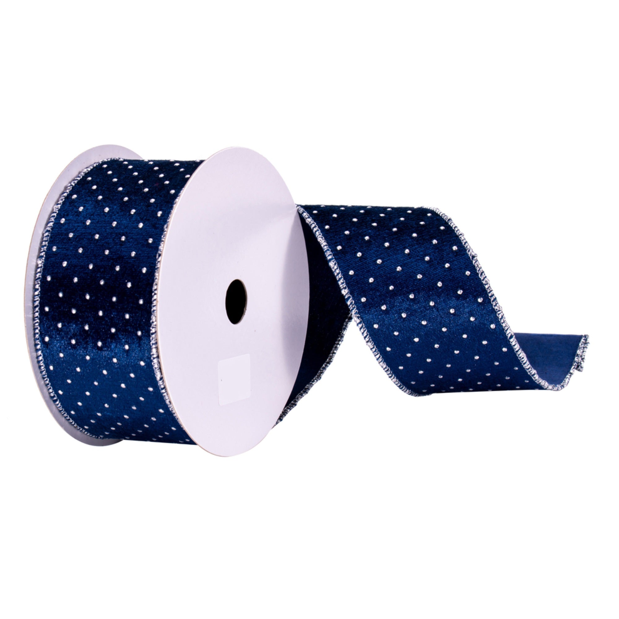 2.5”x10yd Navy with Silver dots Ribbon
