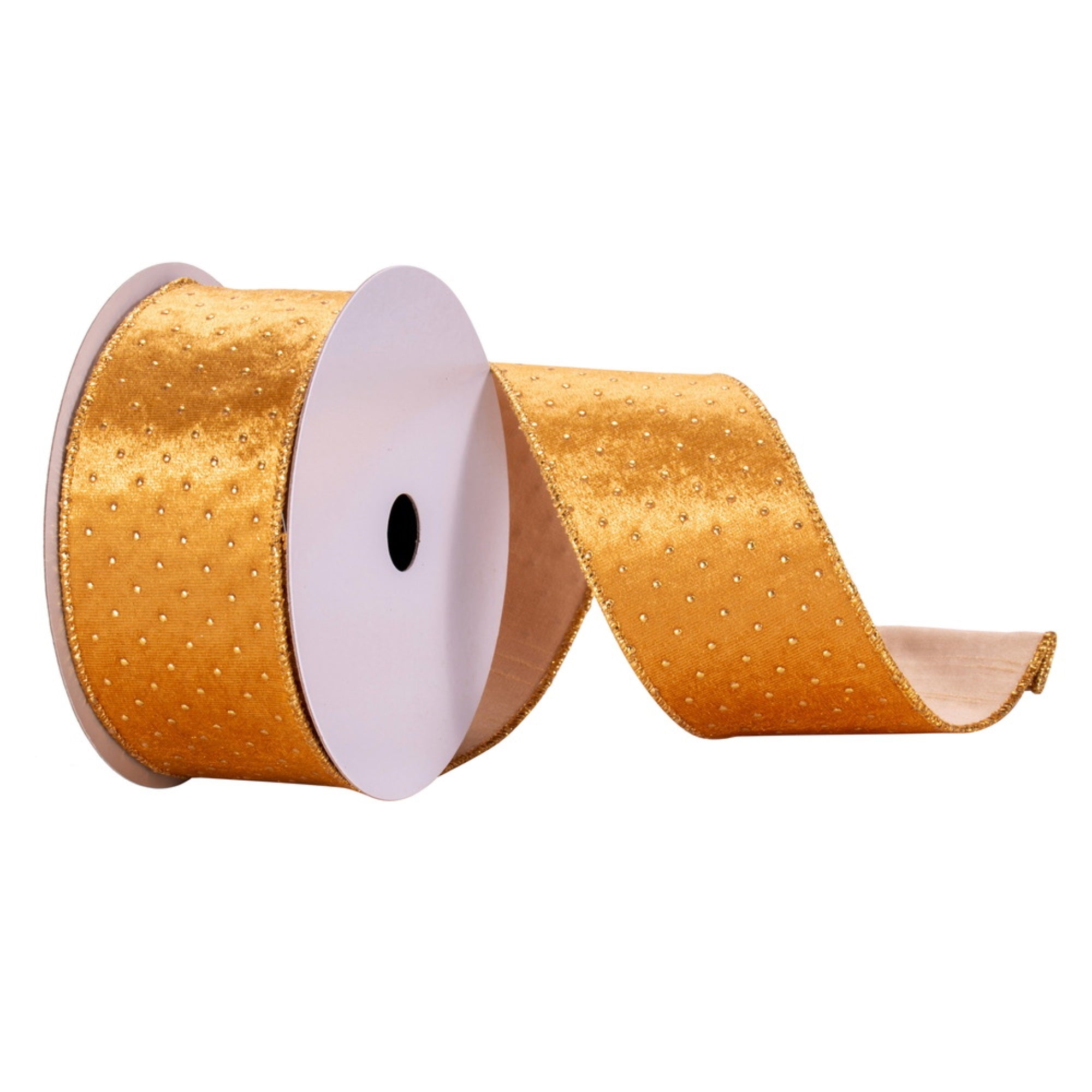 2.5X10Yd Gold With Gold Dots Ribbon