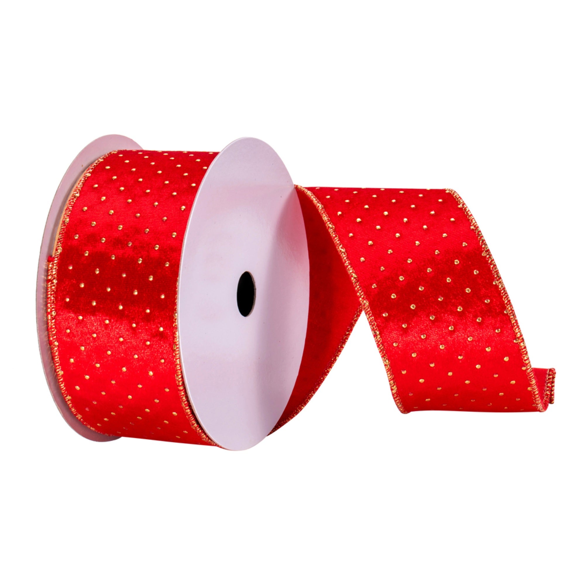 2.5”x10yd Red with Gold dots Ribbon
