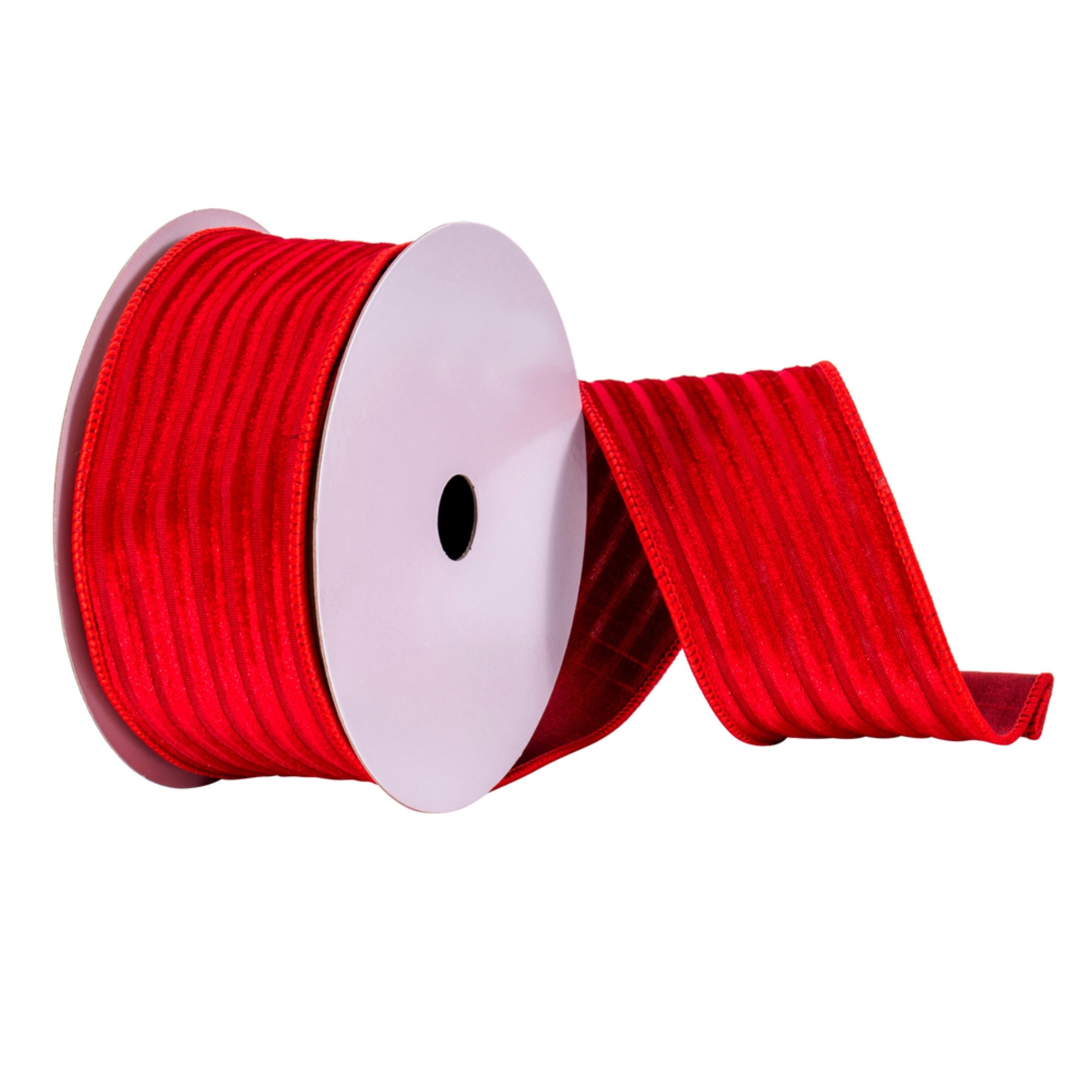 2.5”x10yd Red Stripe Mesh/Velvet Ribbon