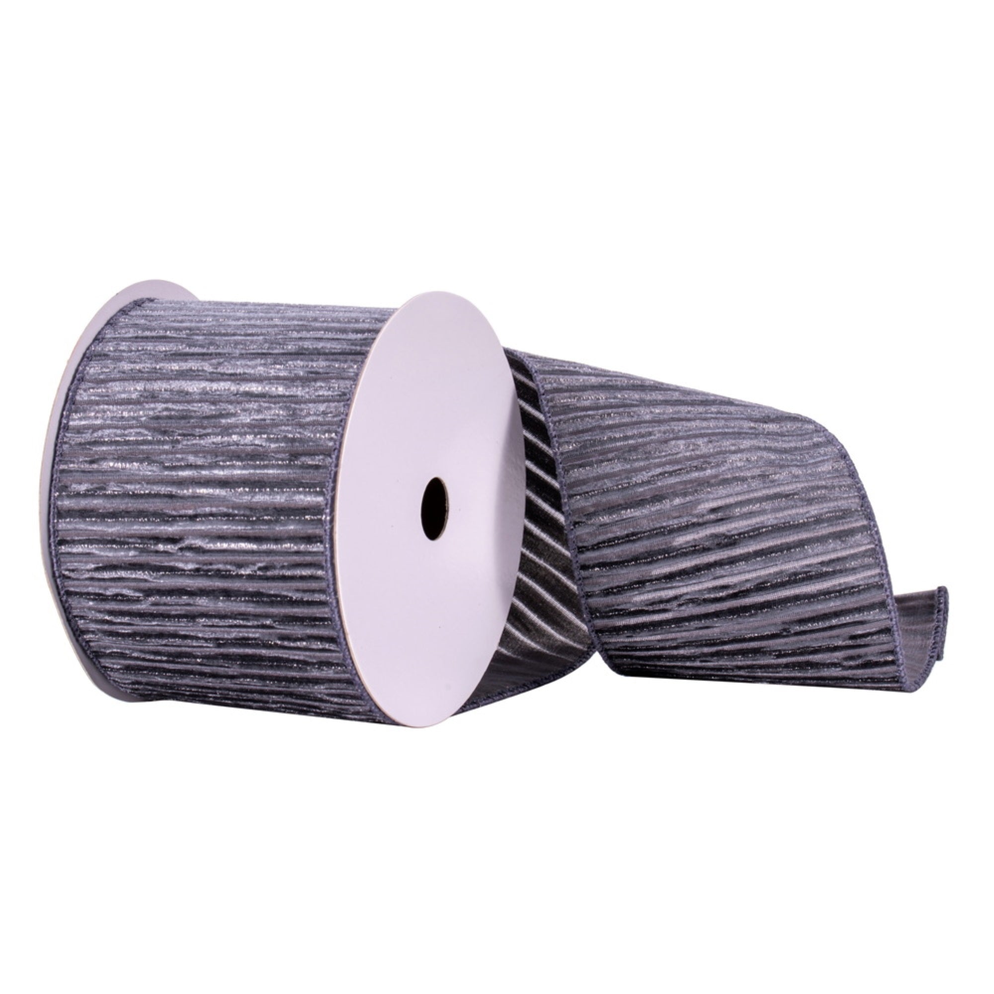 4”x10yd Pewter Stripe Silver line Ribbon