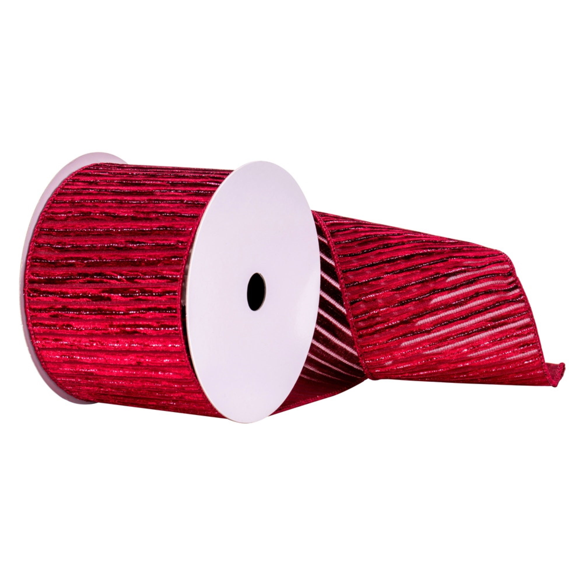 4”x10yd Burgundy/Silver Line Ribbon