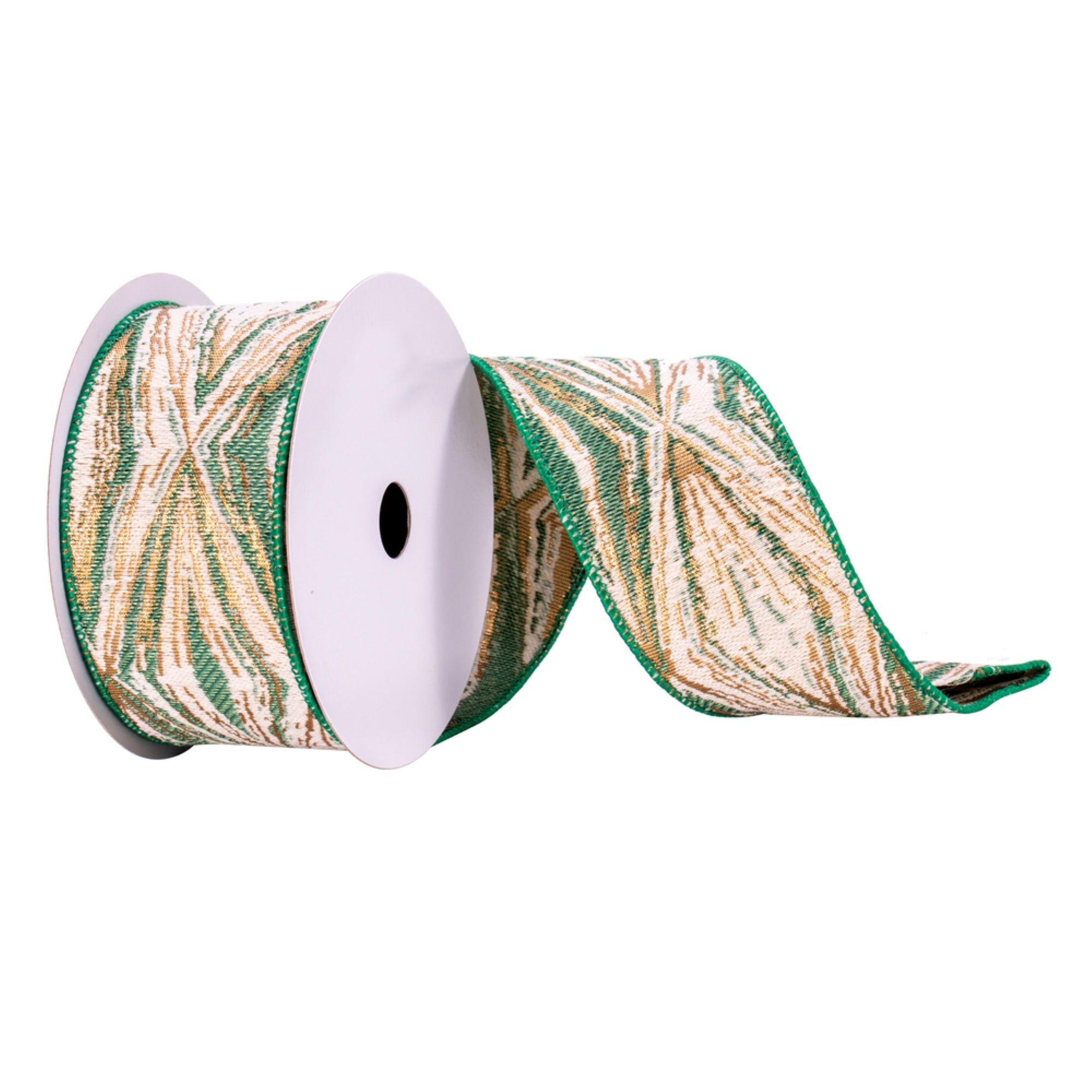 2.5”x10yd Green/Cream/Champagne Ribbon