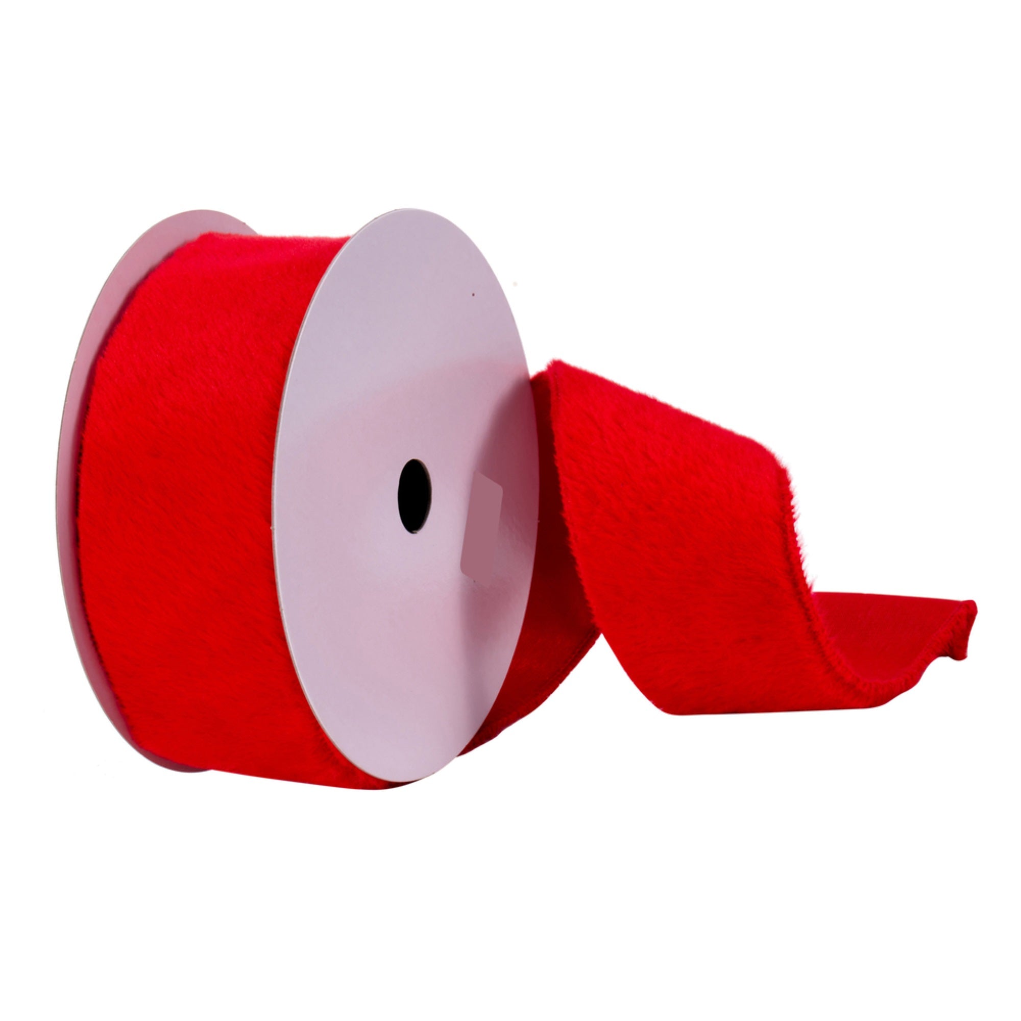 2.5”x10yd Red Faux Fur Ribbon
