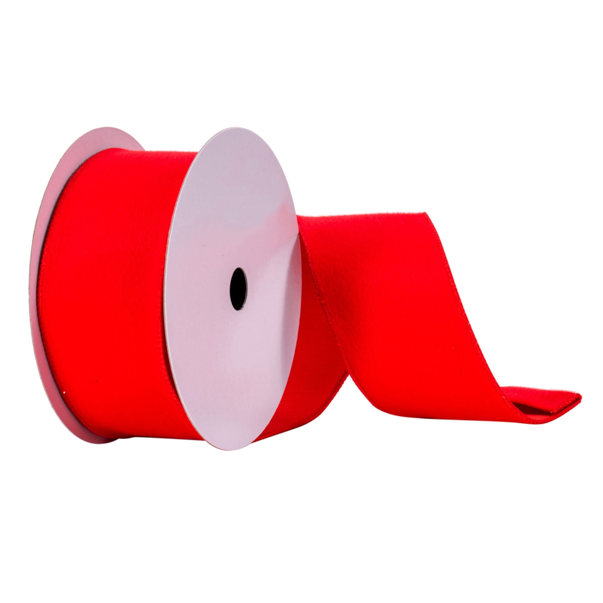 2.5”x10yd Red Fur Felt Ribbon