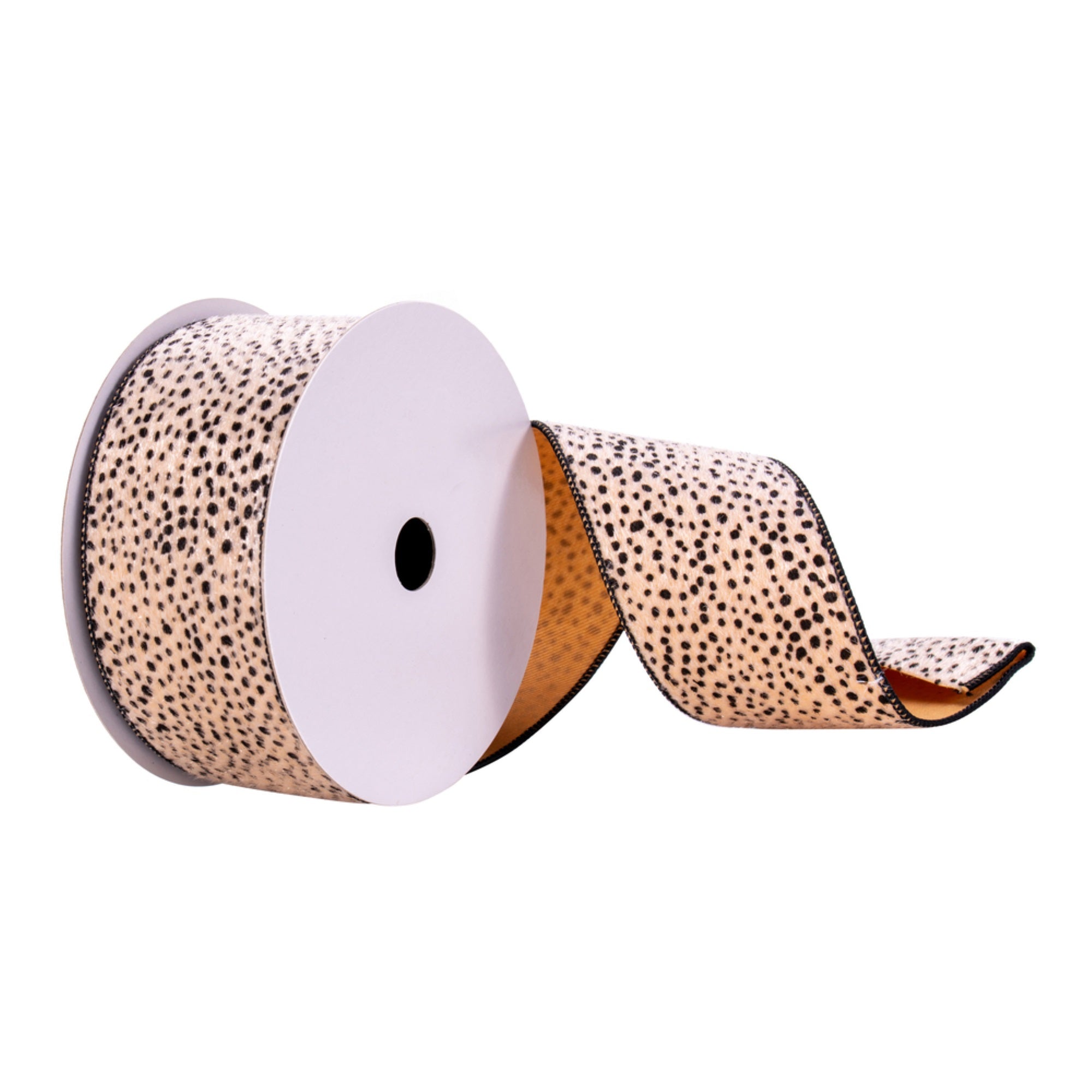 2.5”x10yd Cream Cheetah Ribbon