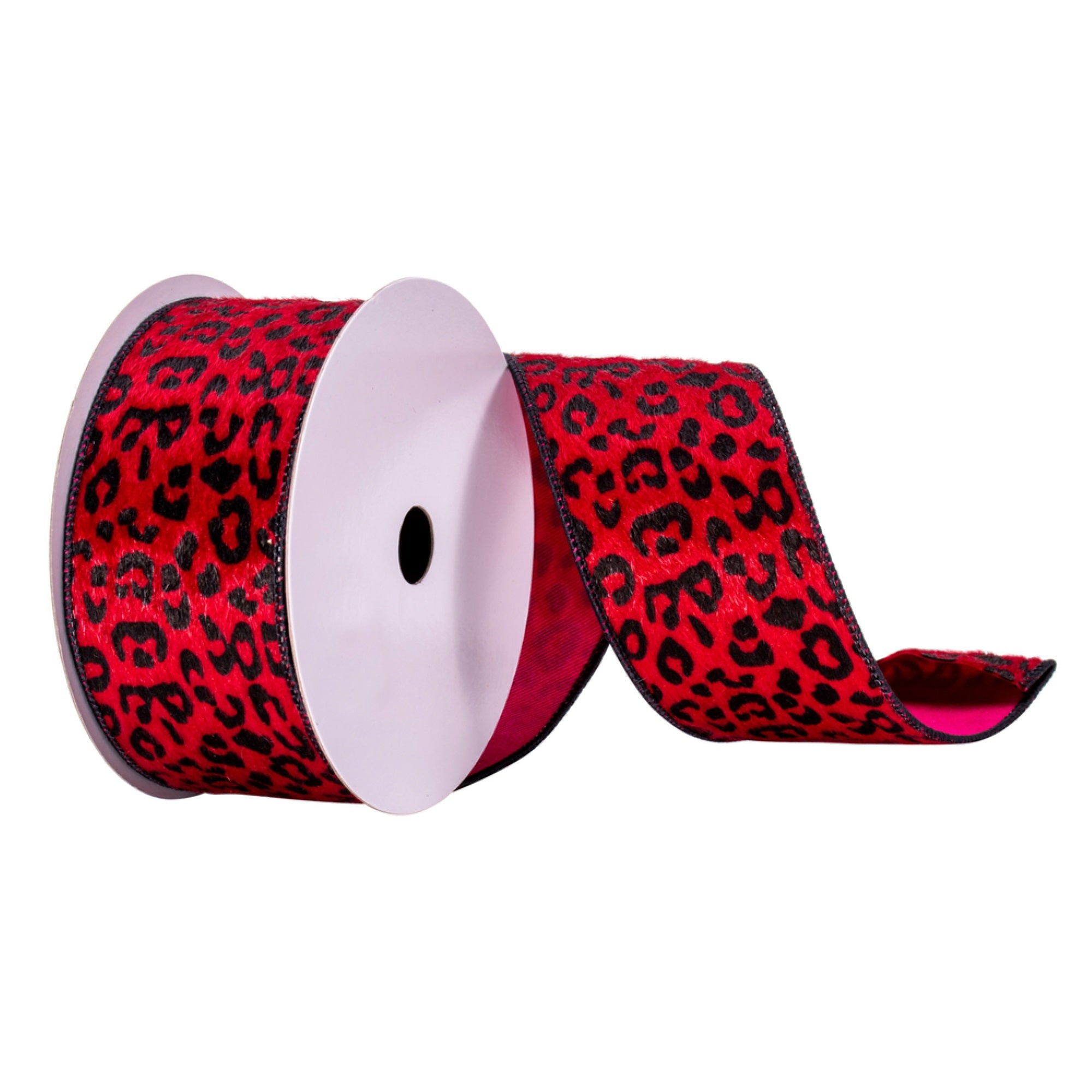 2.5”x10yd Red Leopard Print Ribbon