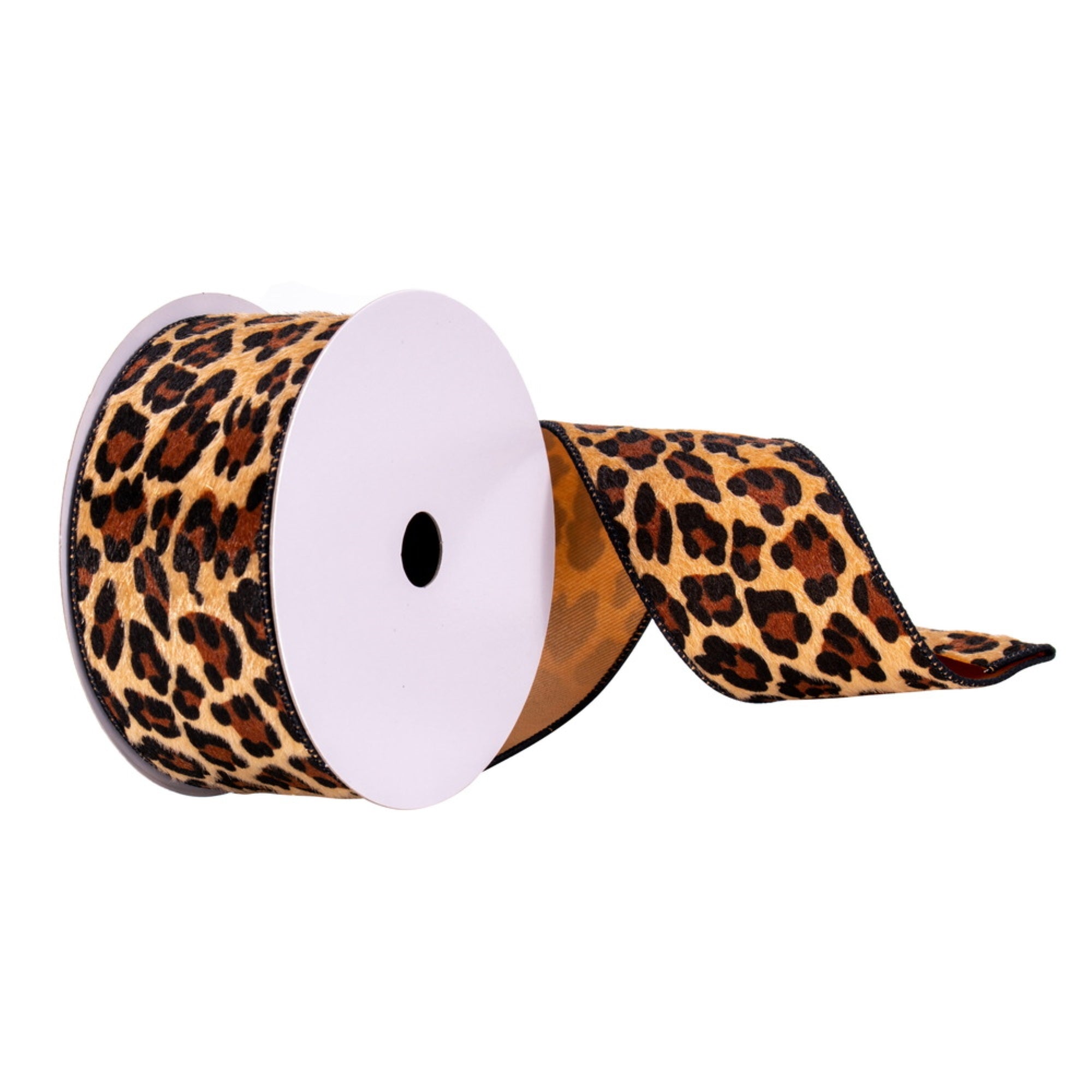 2.5X10Yd Tan Leopard Print Ribbon