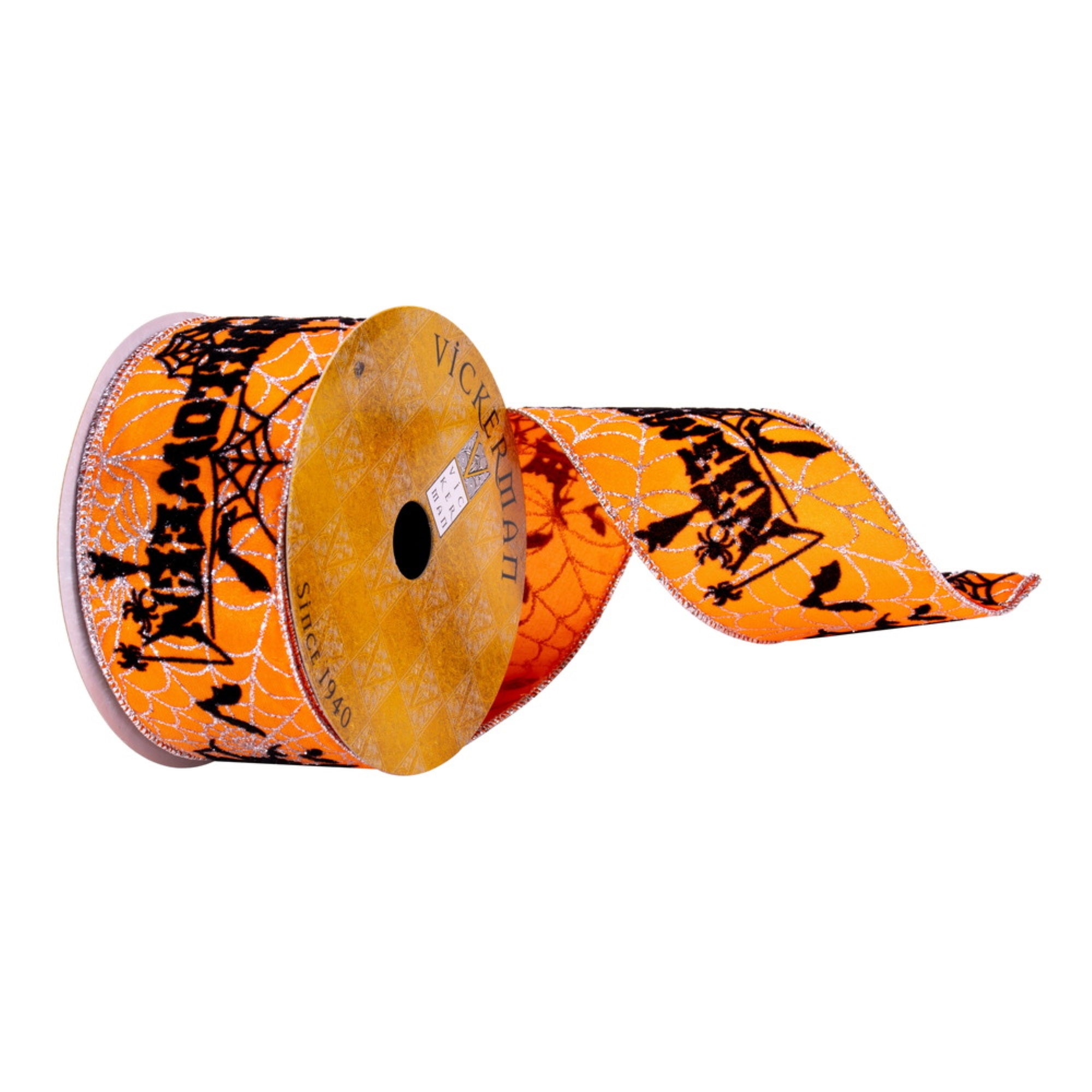 Vickerman 2.5” x 10 Yards Orange and Black Halloween Ribbon