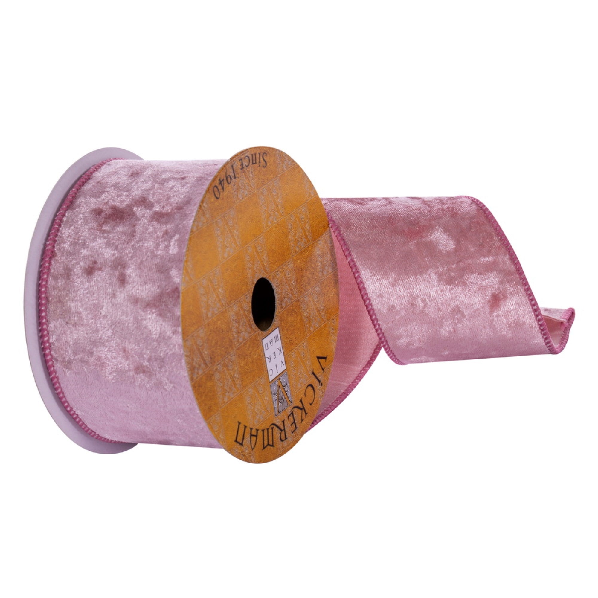 Vickerman 2.5” x 10 Yards Chalk Pink Velvet Ribbon.