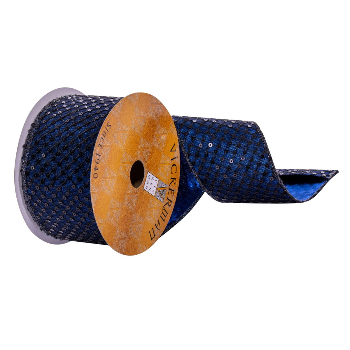 Vickerman 2.5 X 10 Yards Midnight Blue Sequin Ribbon.