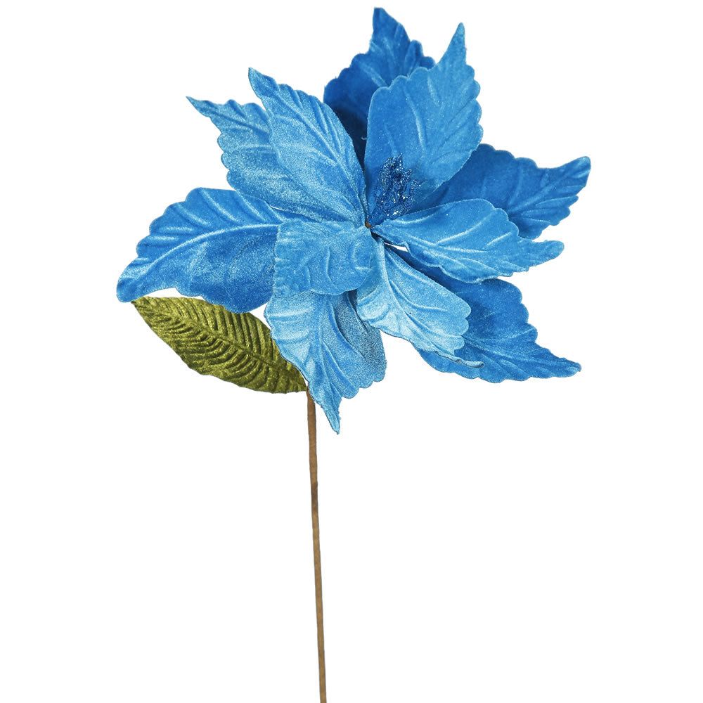Vickerman 22″ Turquoise Poinsettia 12″ Flowr 6/Bag - QG162712