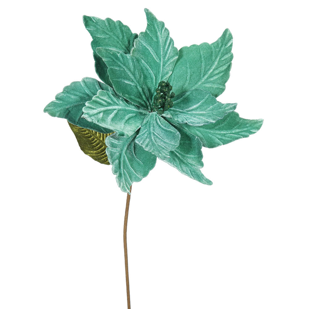 Vickerman 22″ Emerald Poinsettia, 12″ Flower 6/Bag - QG162724