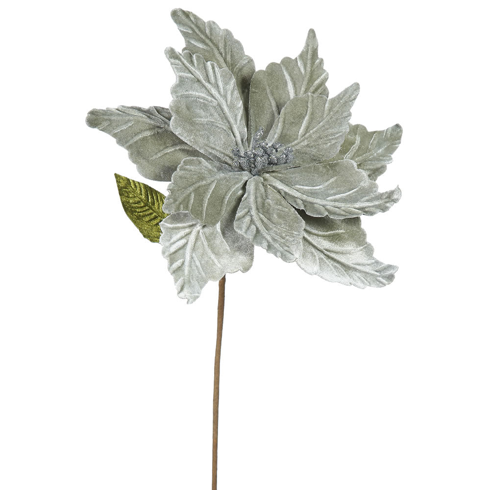 Vickerman 22″ Pewter Poinsettia, 12″ Flower, 6/Bag - QG162727