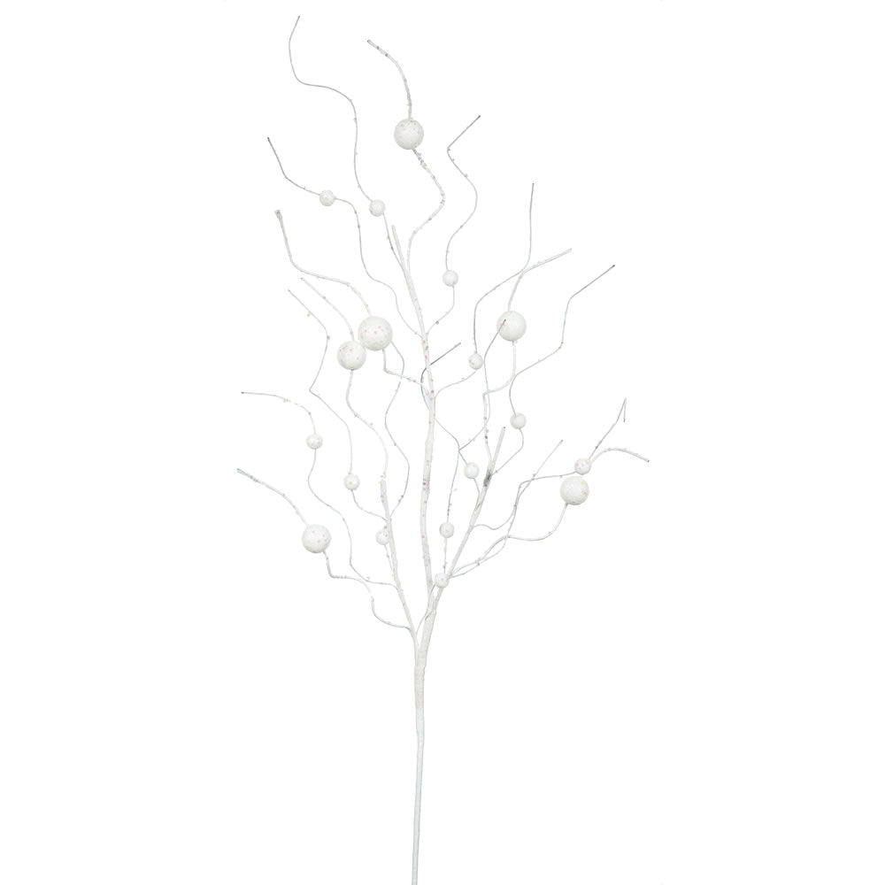 Vickerman 37″ White Glitter Ball Spray 6/Bag - QG164301