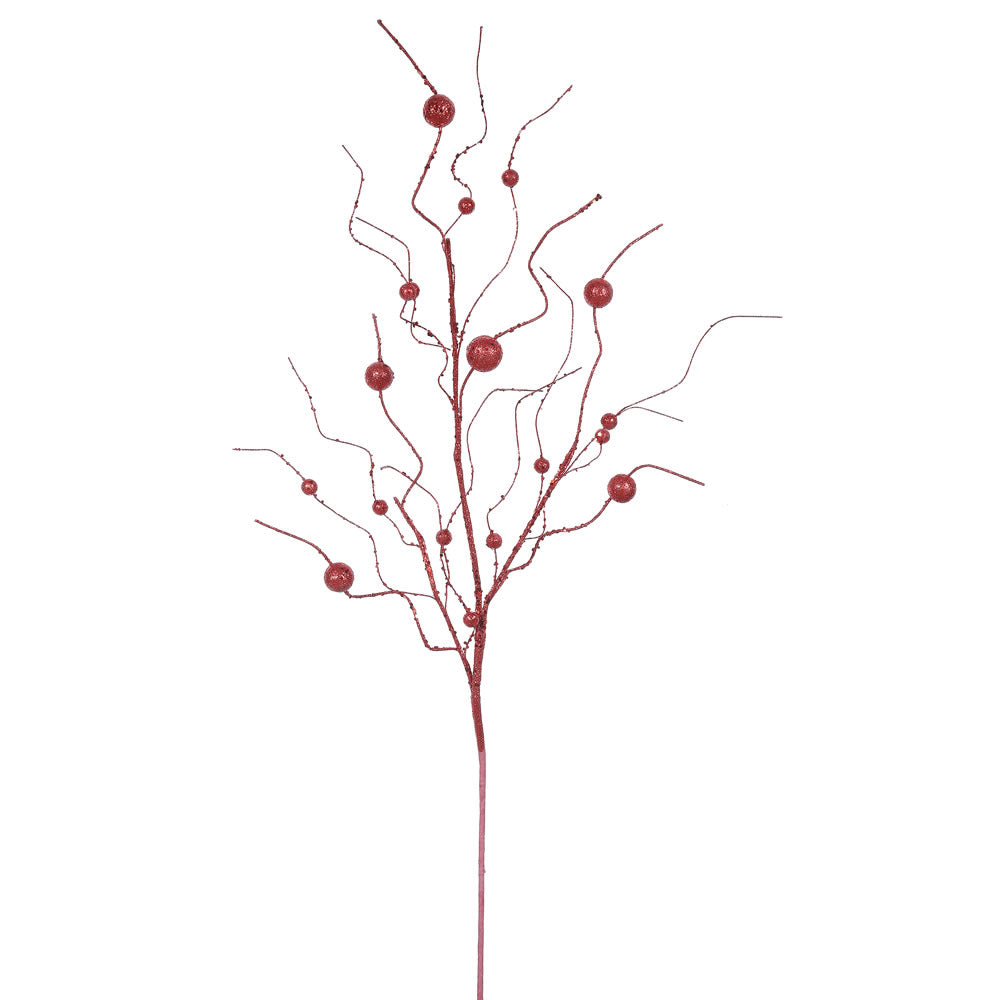Vickerman 37″ Red Glitter Ball Spray 6/Bag - QG164303