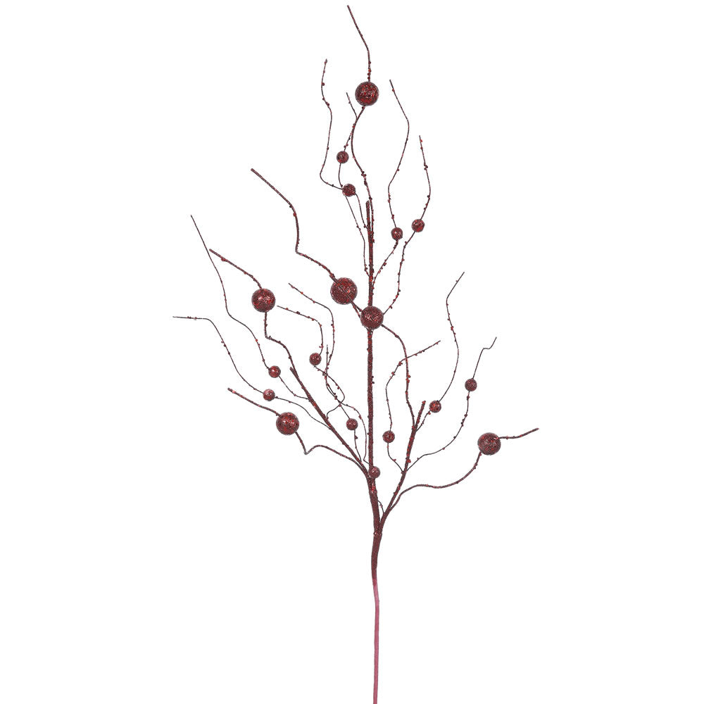 Vickerman 37″ Burgundy Glitter Ball Spray 6/Bag - QG164305