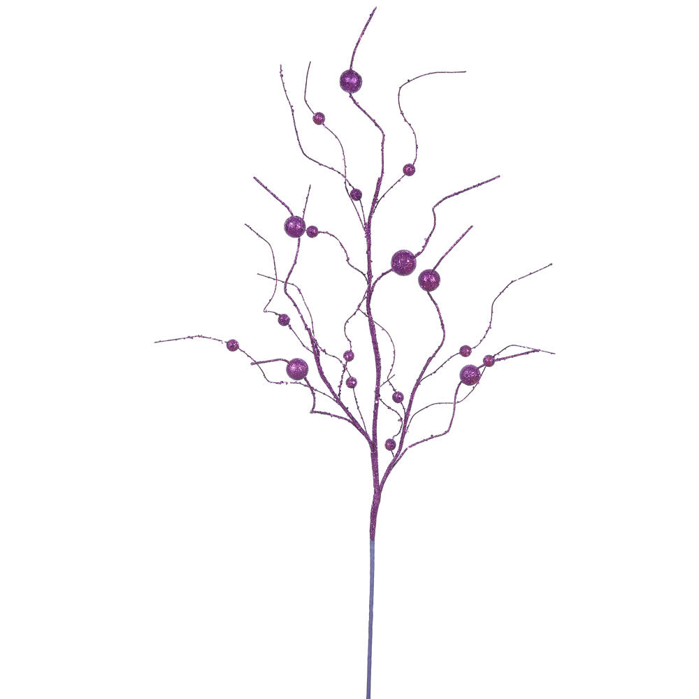 Vickerman 37″ Purple Glitter Ball Spray 6/Bag - QG164306