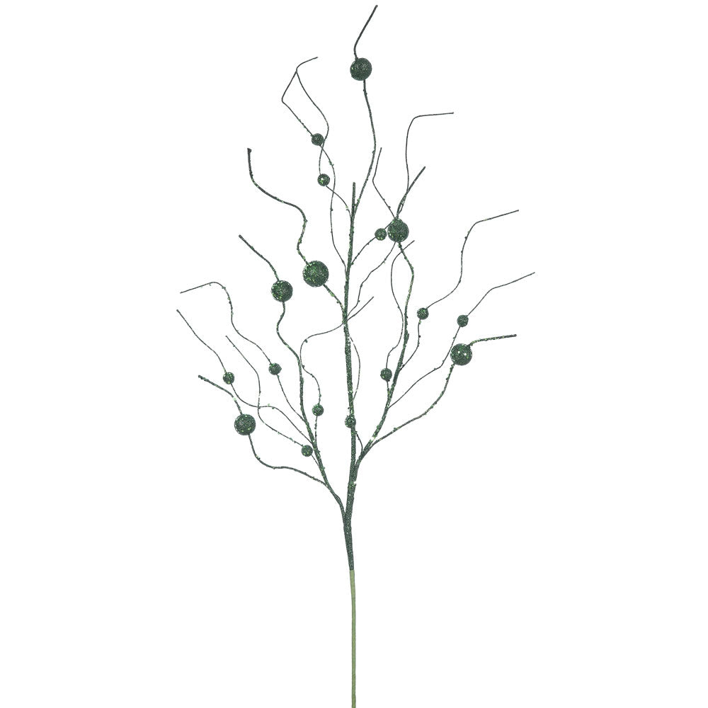 Vickerman 37″ Emerald Glitter Ball Spray 6/Bag - QG164324