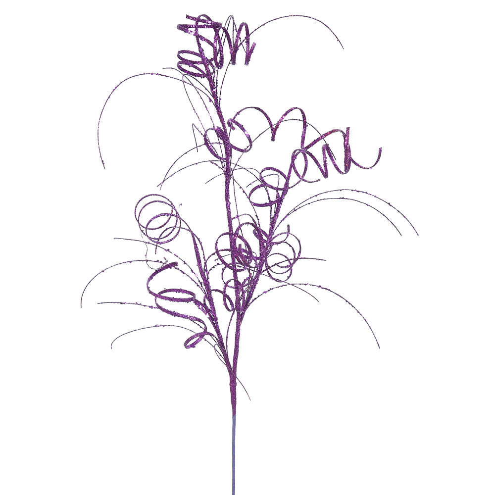 Vickerman 35″ Purple Glitter Curly Spray 6/Bag - QG164506