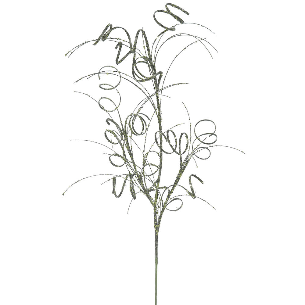 Vickerman 35″ Olive Glitter Curly Spray 6/Bag - QG164514