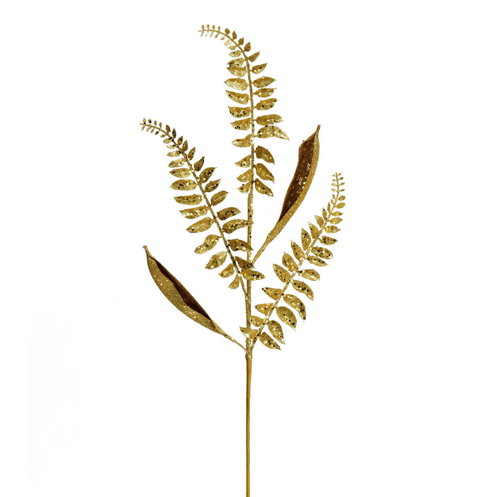 Vickerman 33” Gold Fern Leaf Spray 6/Bag - QG192208