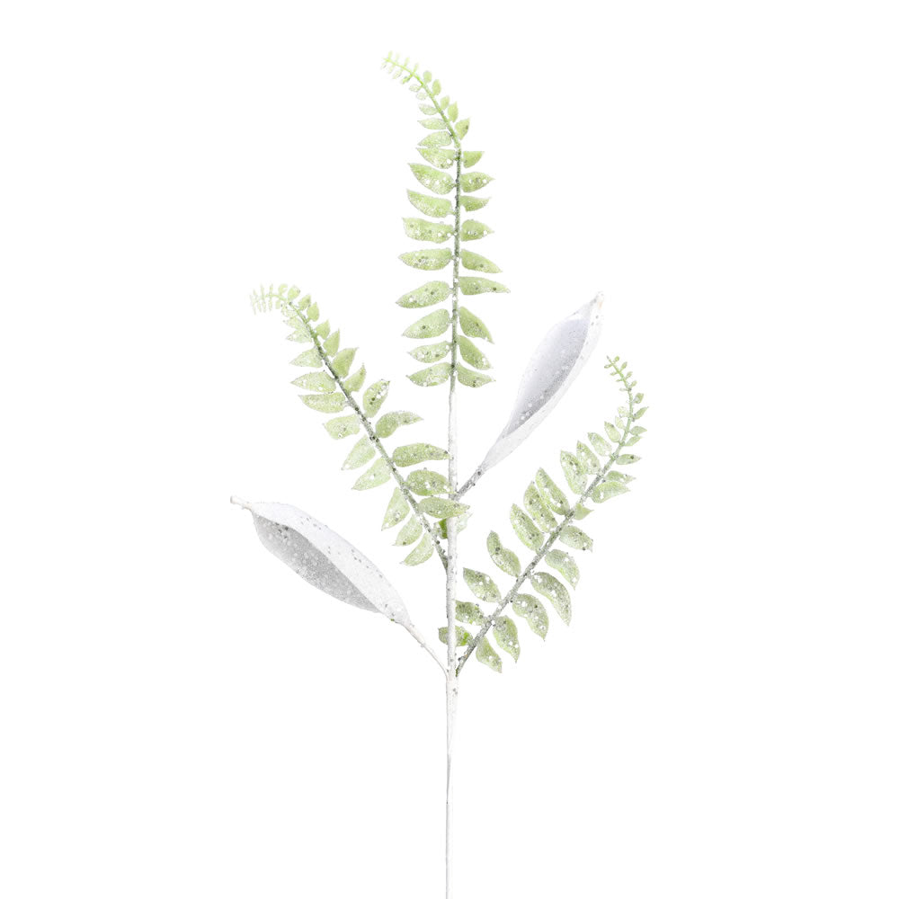 Vickerman 33” White Fern Leaf Spray 6/Bag - QG192211