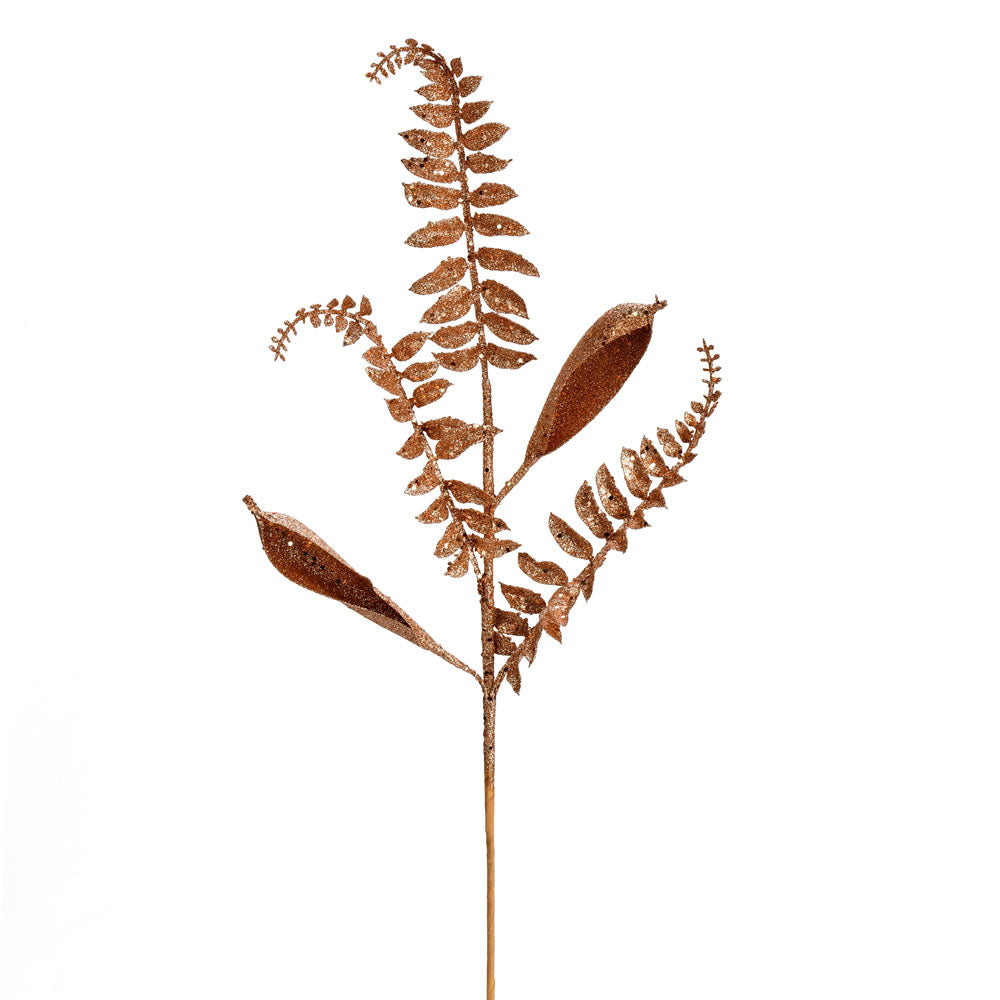 Vickerman 33” Rose Gold Fern Leaf Spray 6/Bag - QG192258
