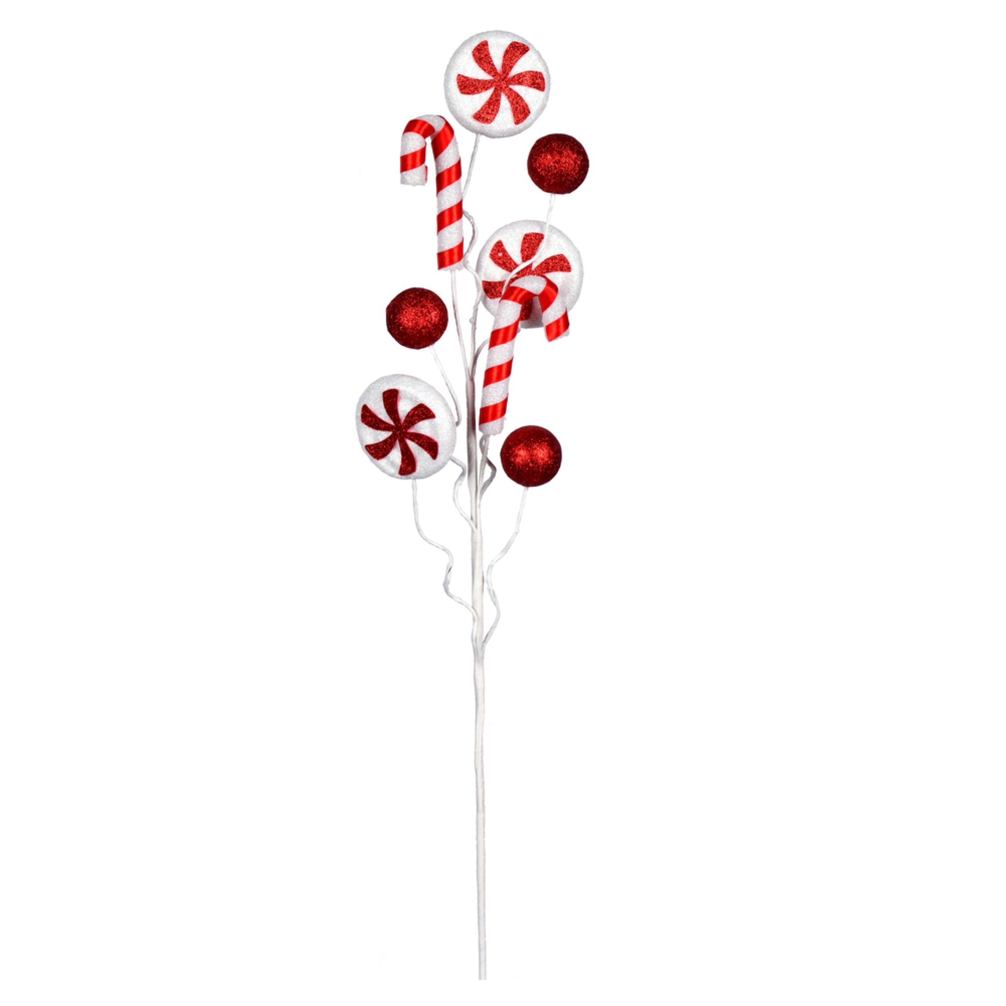 20” Red/White Candy Cane Swirl Spray 6Bg