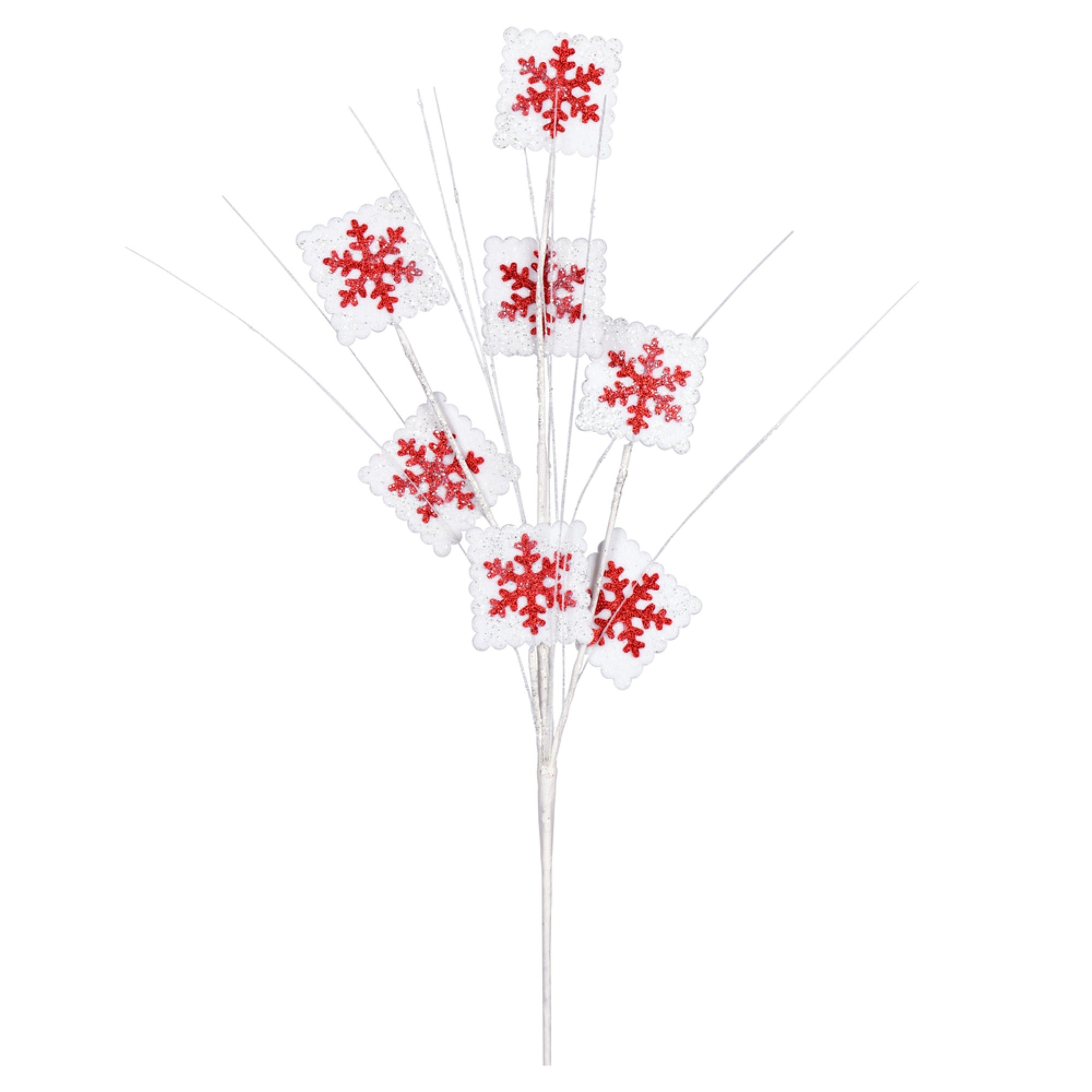 20” RedWhite Glitter Snowflake Spray 6Bg
