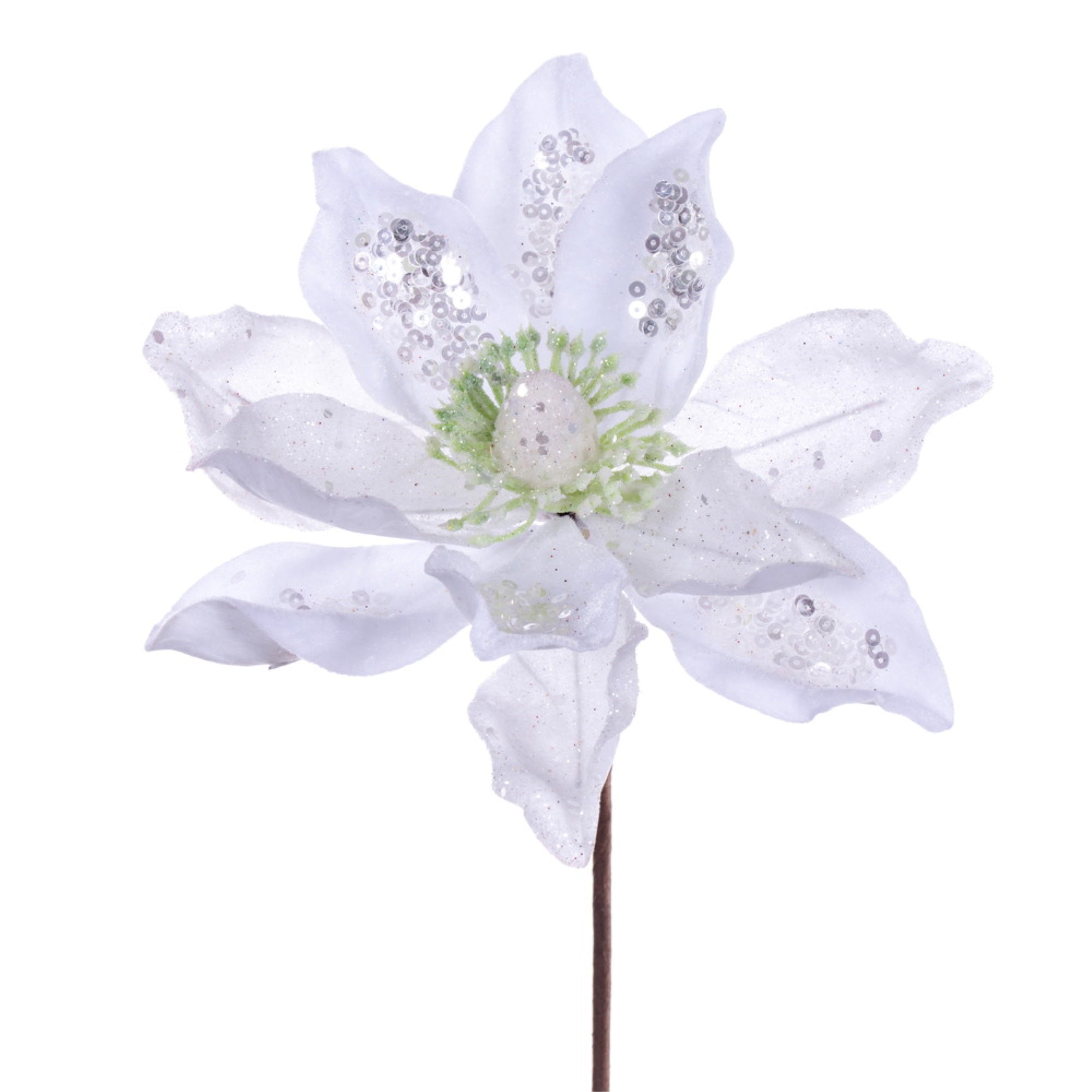 15” Wht  Deluxe Magnolia 8” Flower 6/bag