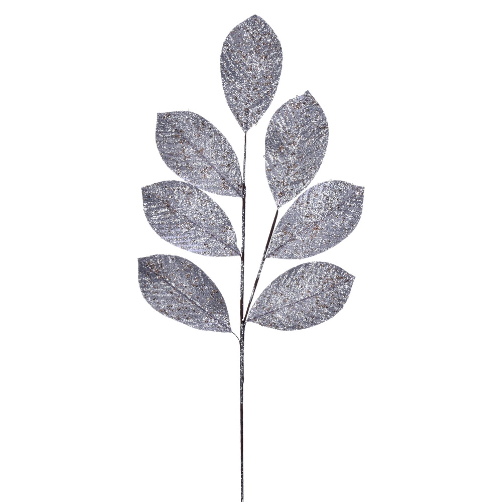 Vickerman 27” Artificial Silver Glitter Leaf Christmas Spray 4 per bag