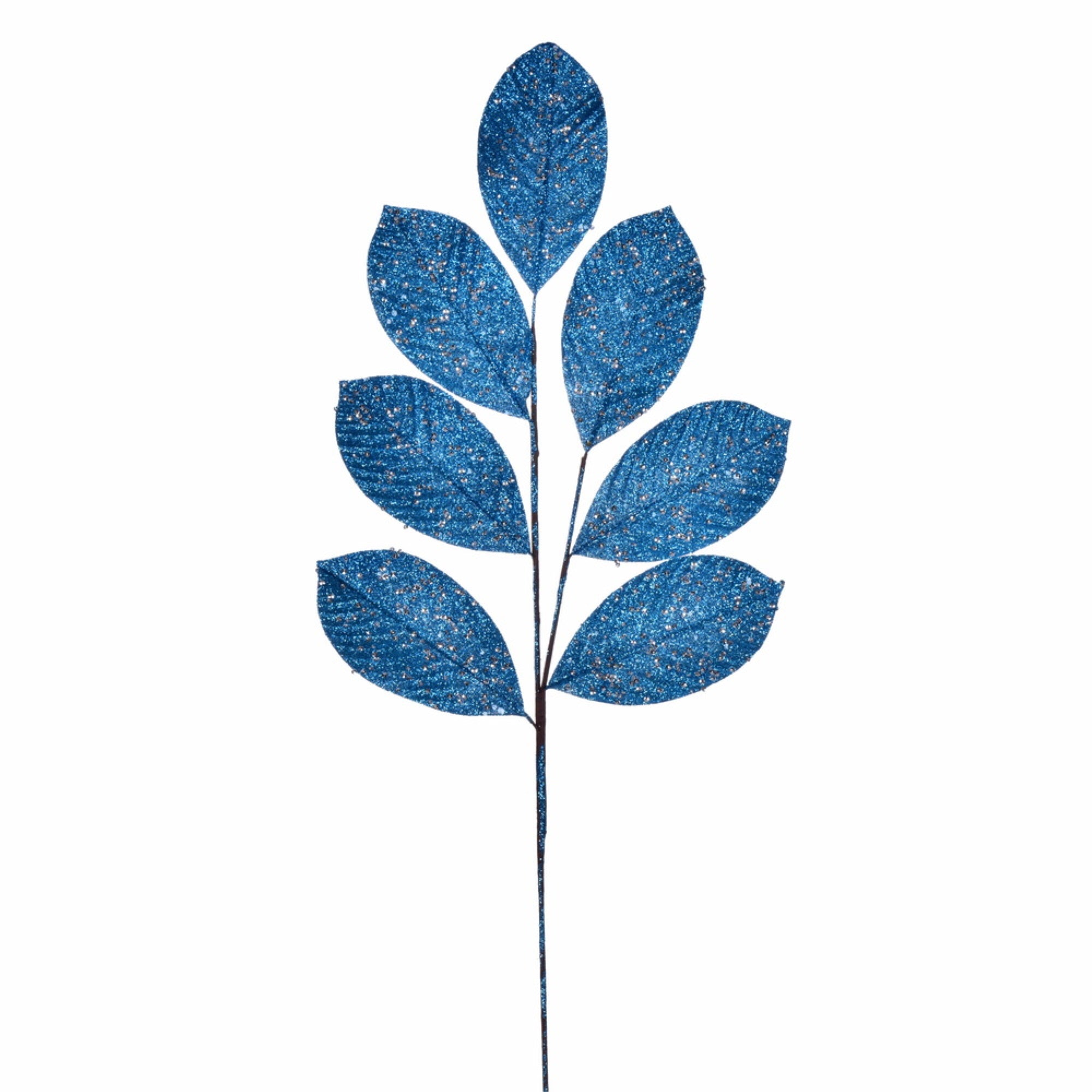 Vickerman 27” Artificial Turquoise Glitter Leaf Christmas Spray 4 per bag