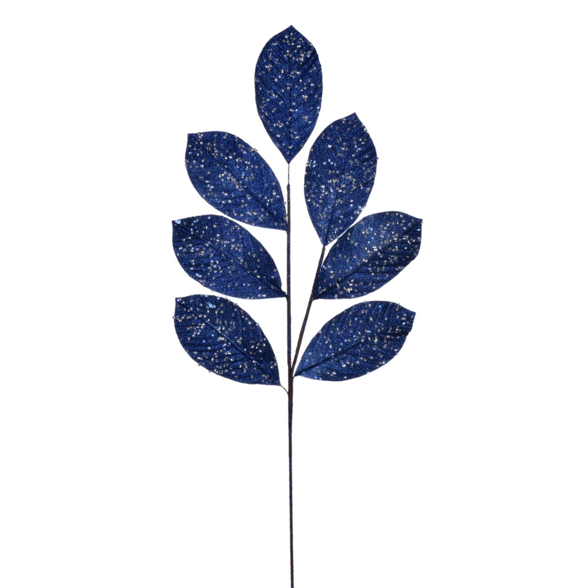 Vickerman 27” Artificial Midnight Blue Glitter Leaf Christmas Spray 4 per bag