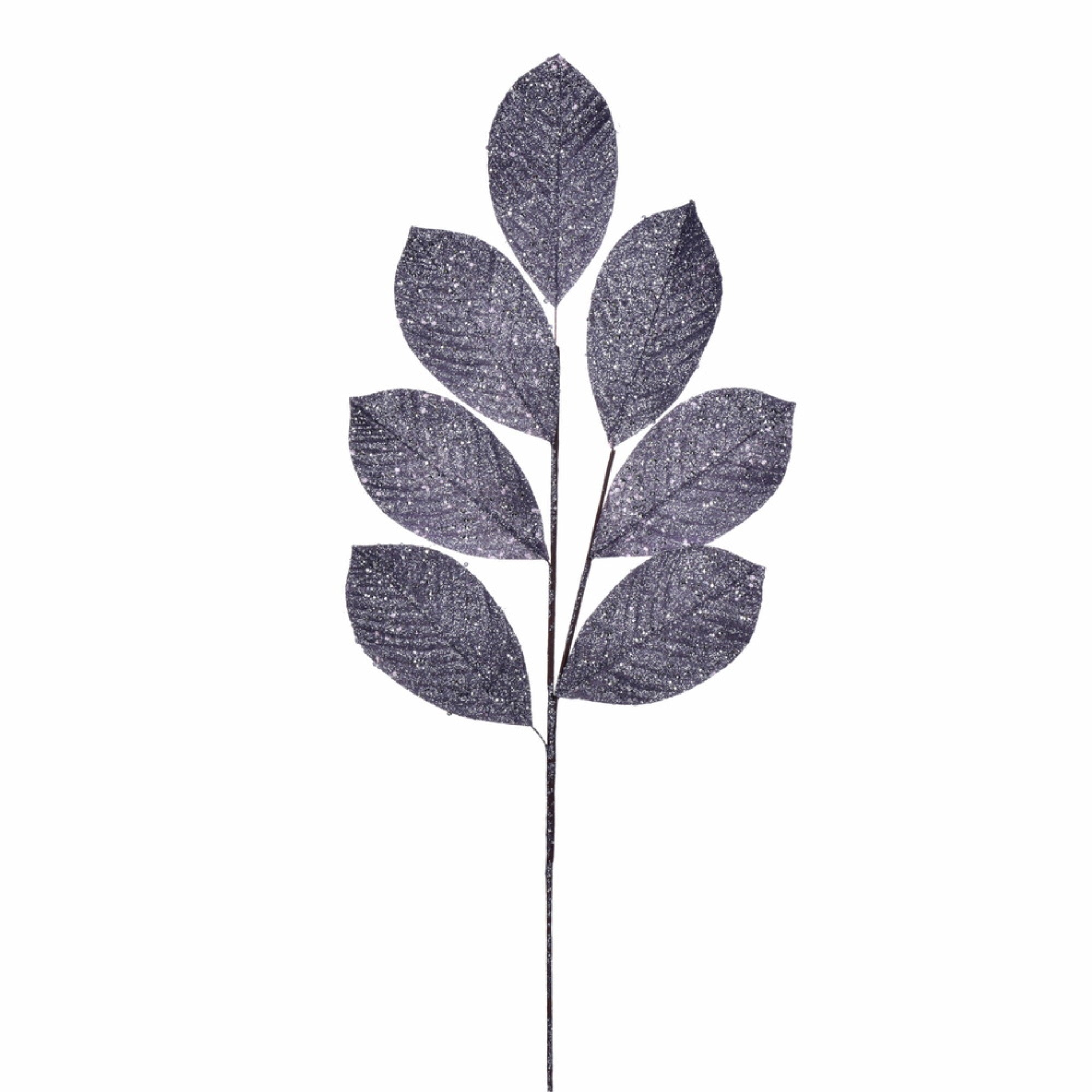 Vickerman 27” Artificial Pewter Glitter Leaf Christmas Spray 4 per bag