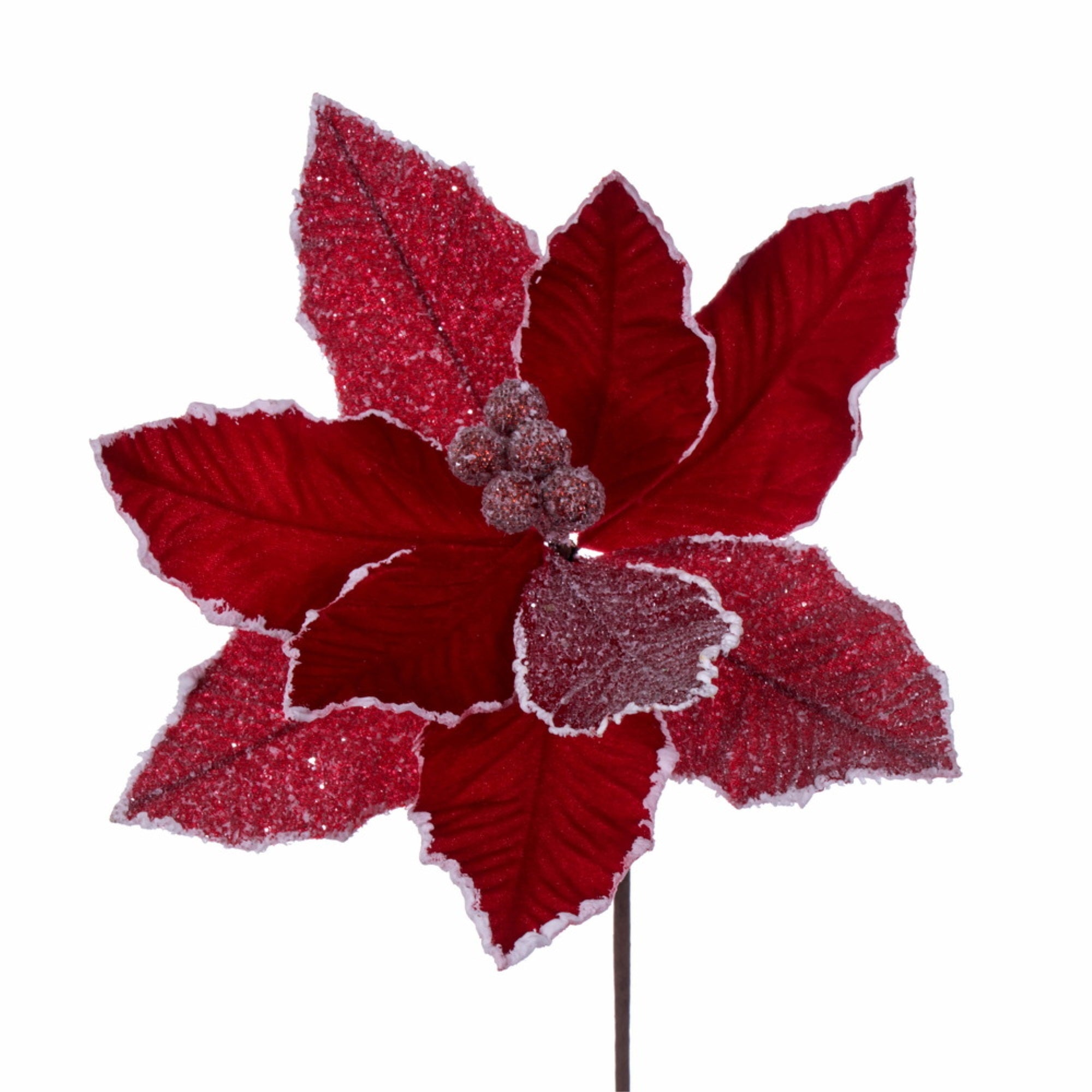17” Red Glitter Petal Poinsettia 5/bag