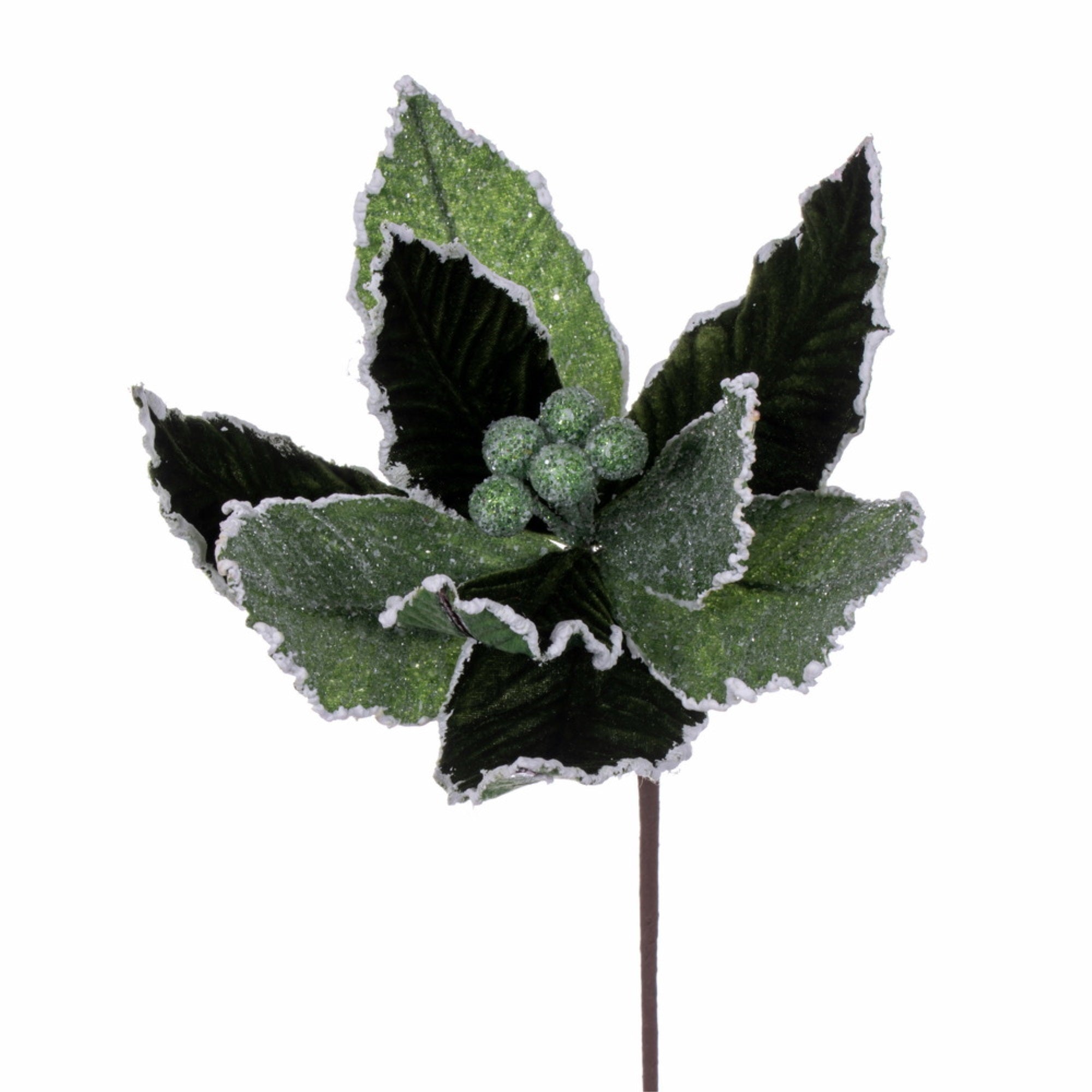 17” Green Glitter Petal Poinsettia 5/bag