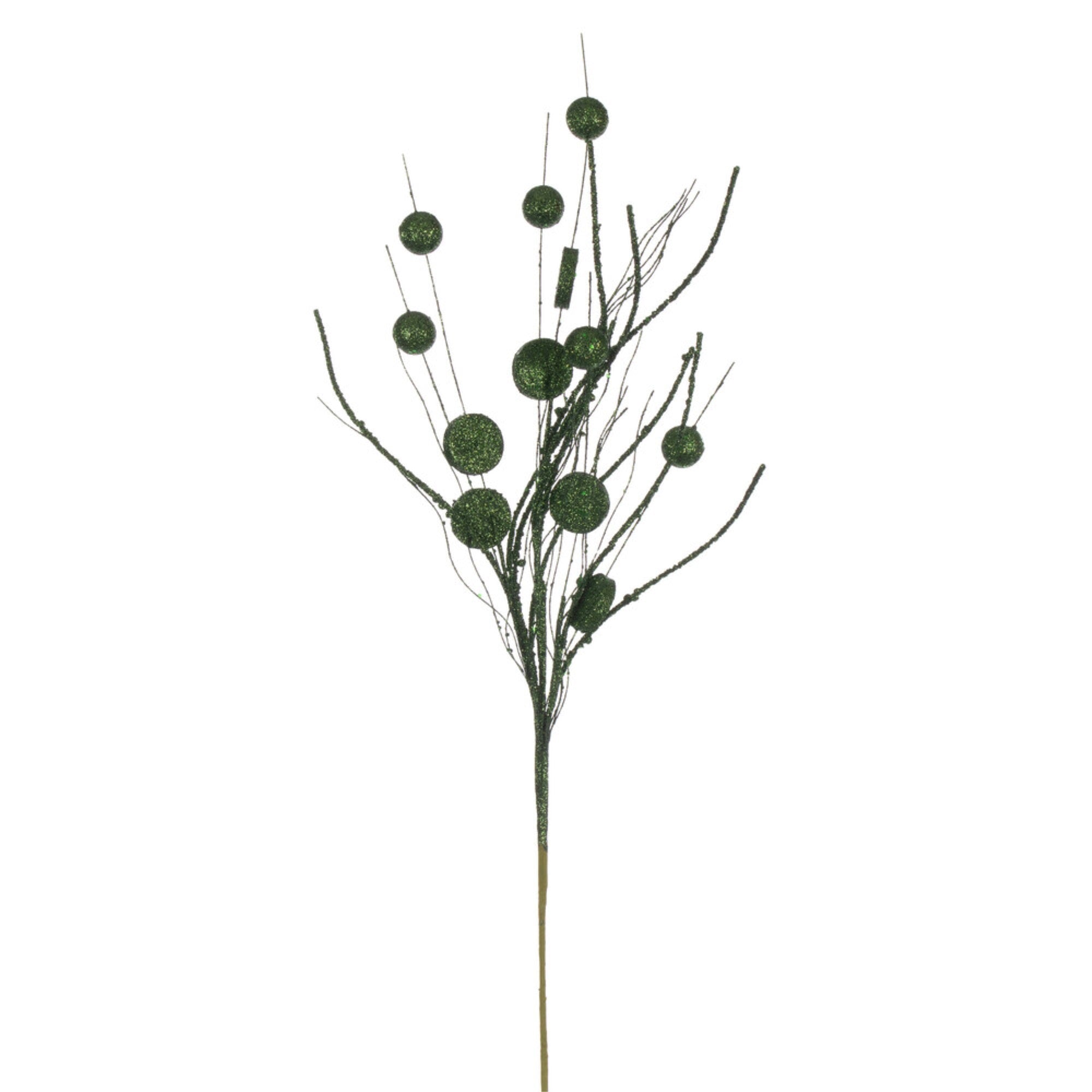 Vickerman 33” Juniper Ball and Coin Glitter Twig Spray 6 per bag.