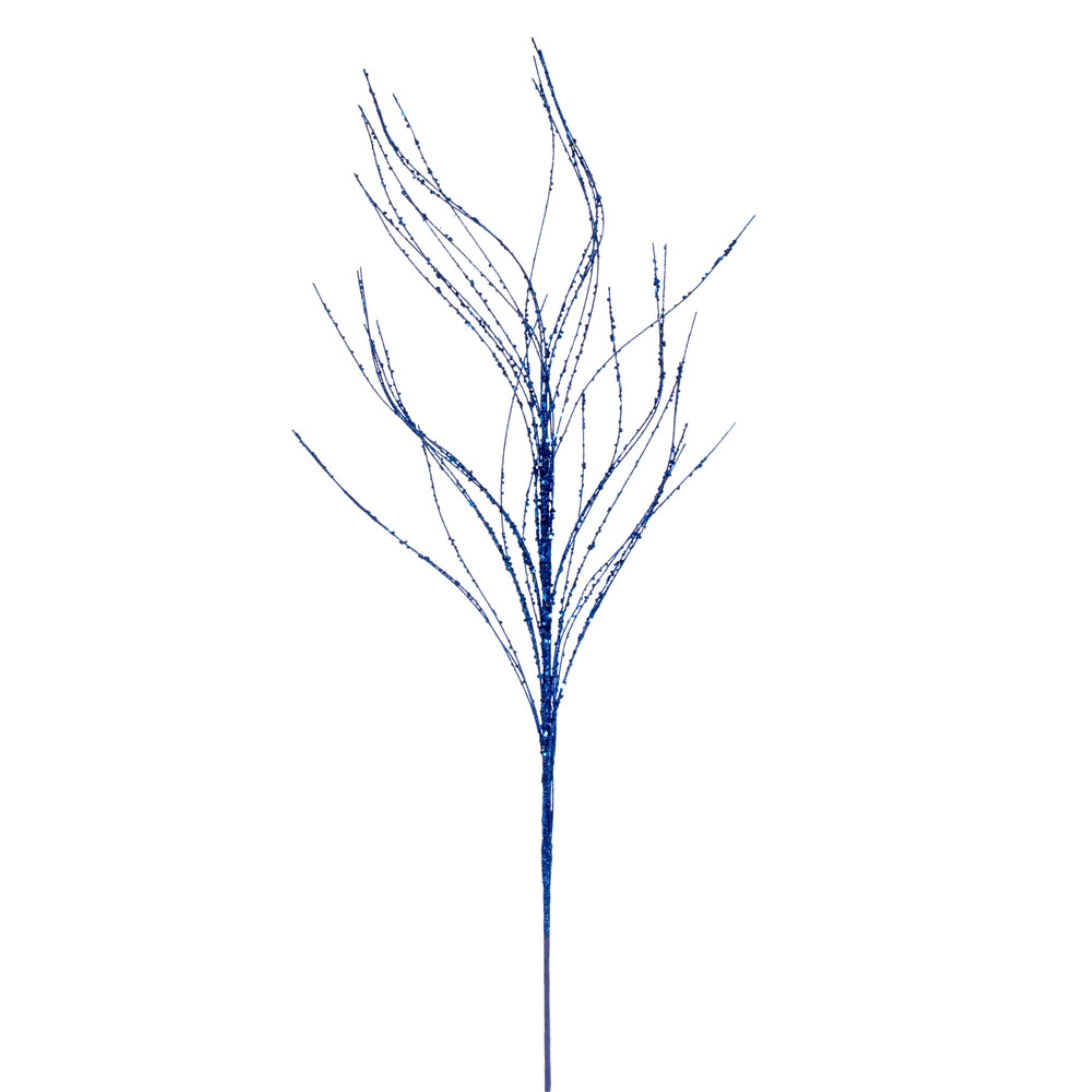 Vickerman 37” Blue Wavy Twig Glitter Spray 6 per bag.
