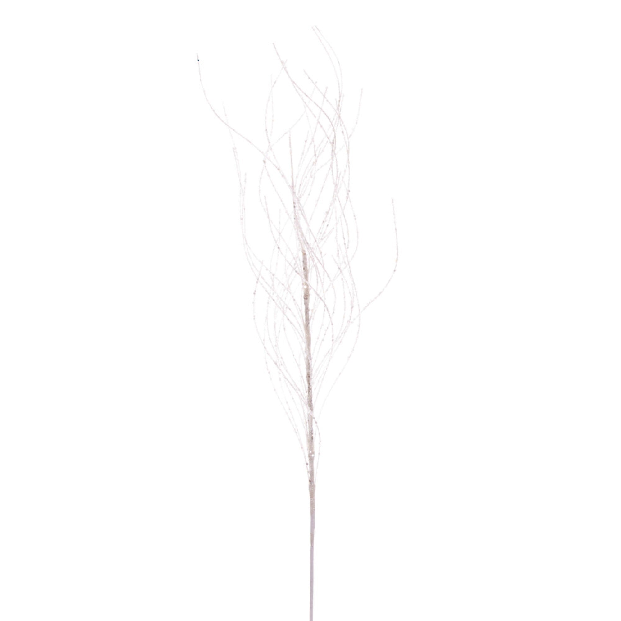 Vickerman 37” White Wavy Twig Glitter Spray 6 per bag.
