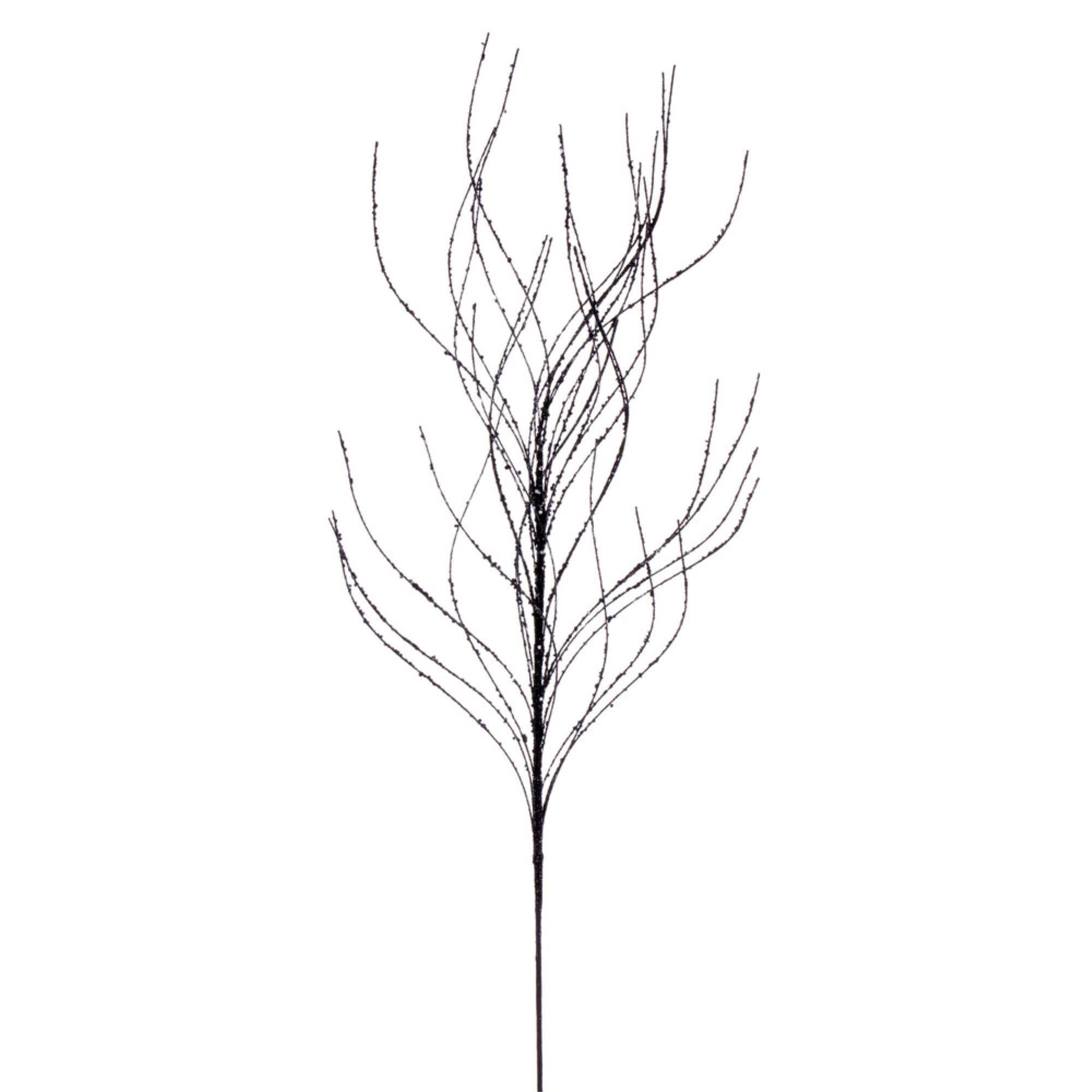 Vickerman 37” Black Wavy Twig Glitter Spray 6 per bag.