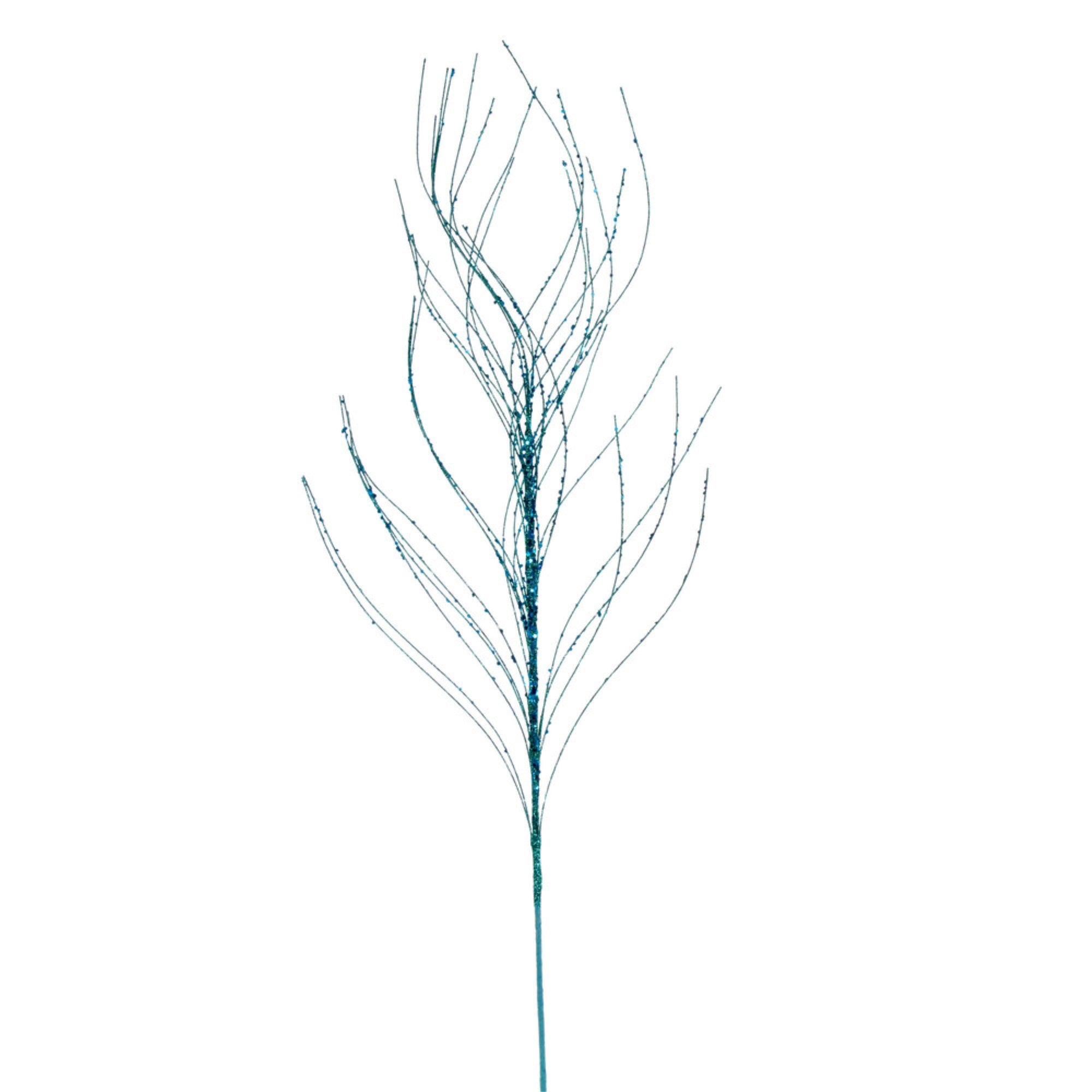 Vickerman 37” Teal Wavy Twig Glitter Spray 6 per bag.