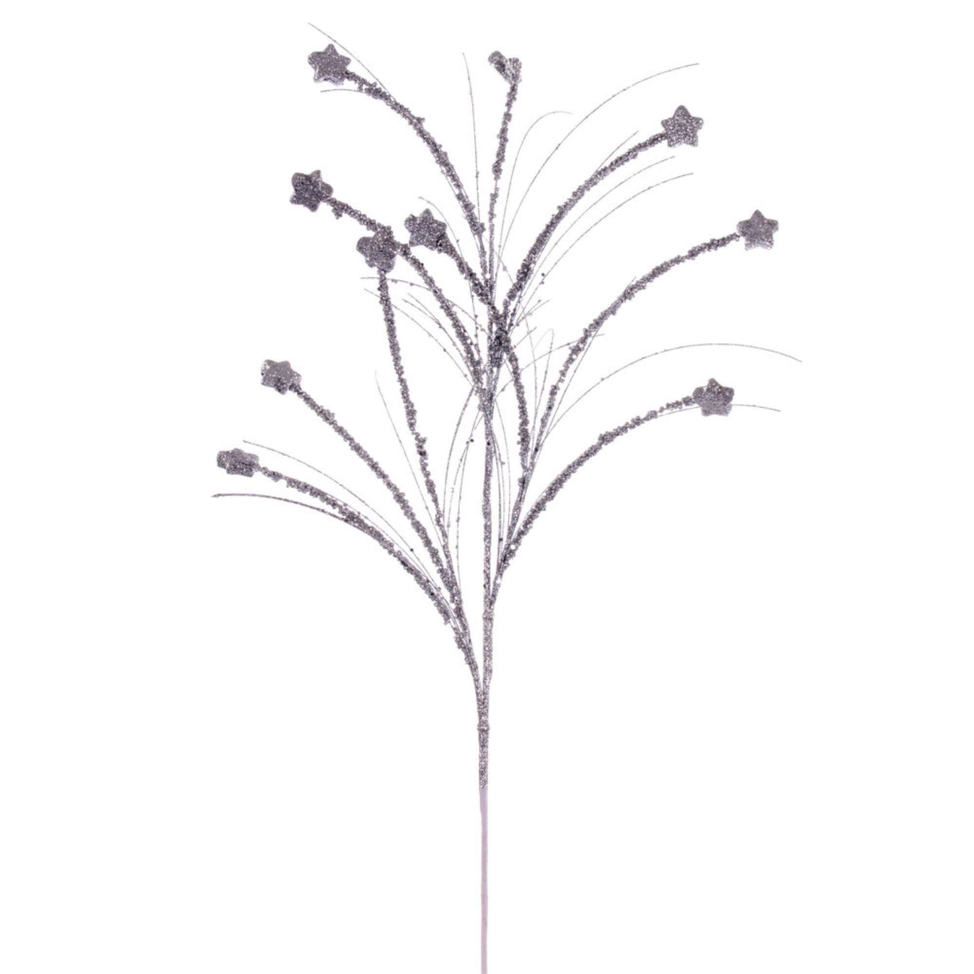 Vickerman 36” Silver Mini Star Glitter Spray 6 per bag.