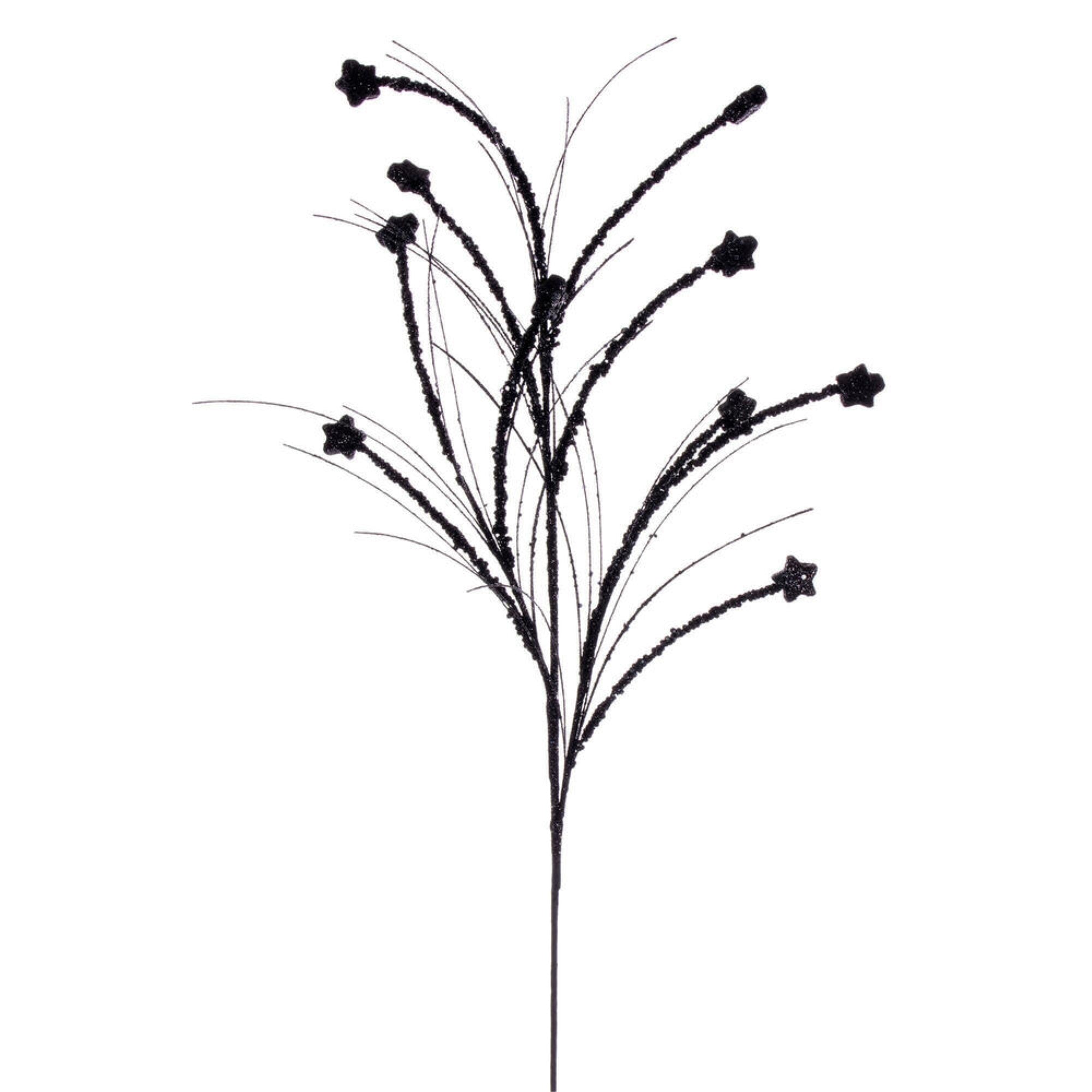Vickerman 36” Black Mini Star Glitter Spray 6 per bag.