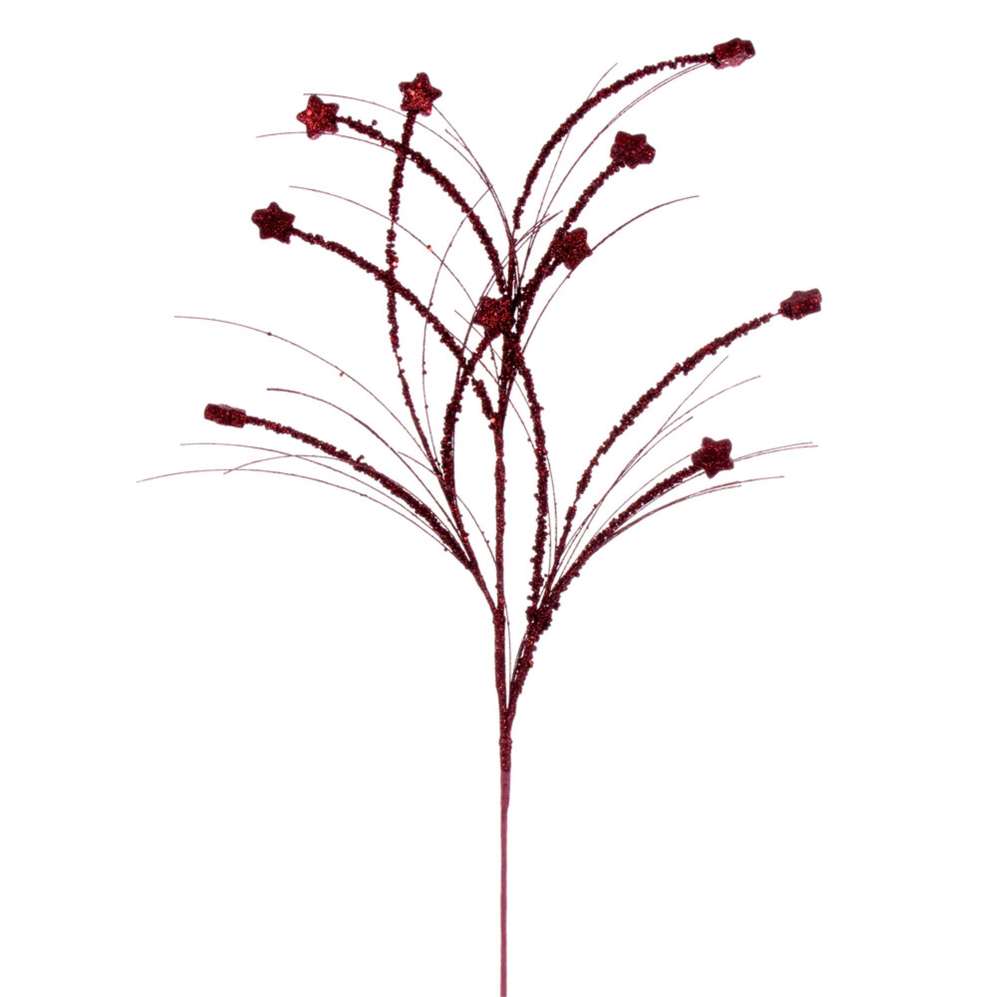 Vickerman 36” Burgundy Mini Star Glitter Spray 6 per bag.