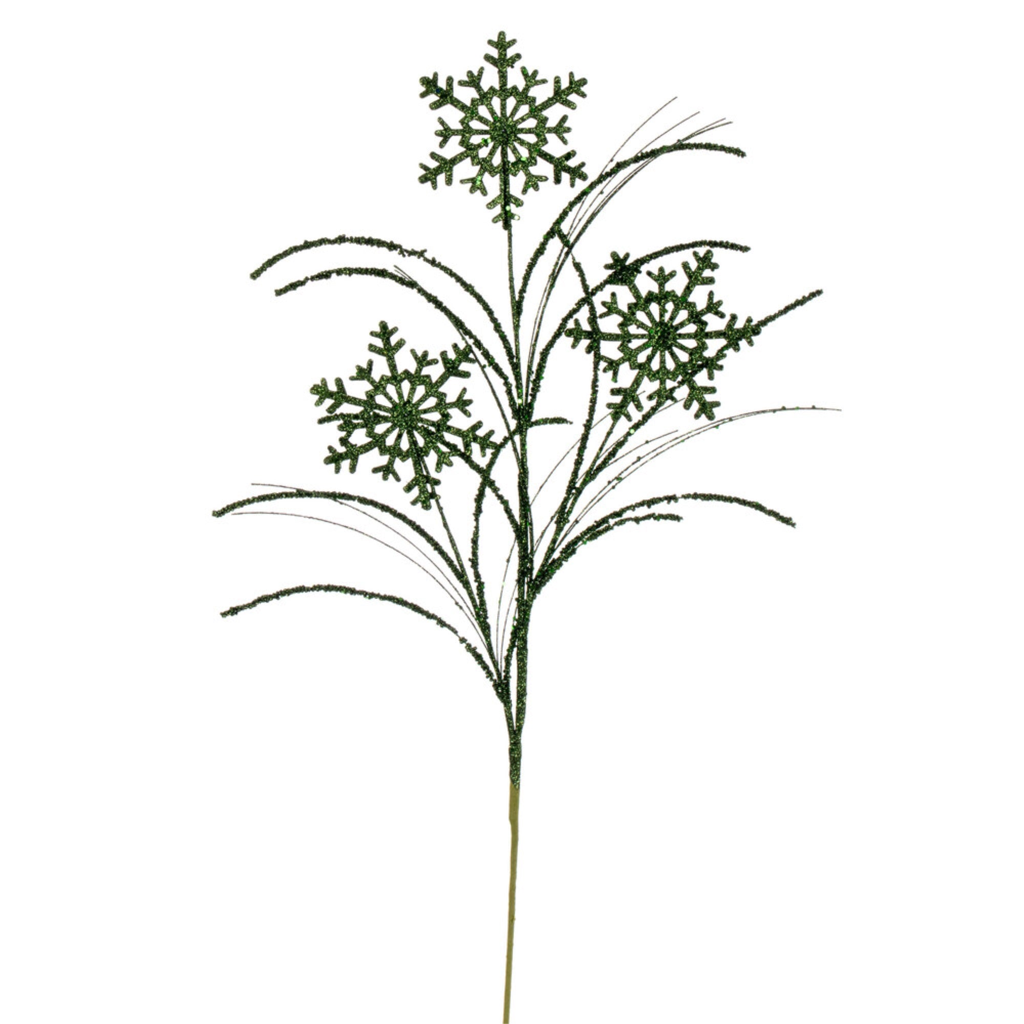 Vickerman 31” Green Snowflake Glitter Spray 6 per bag.