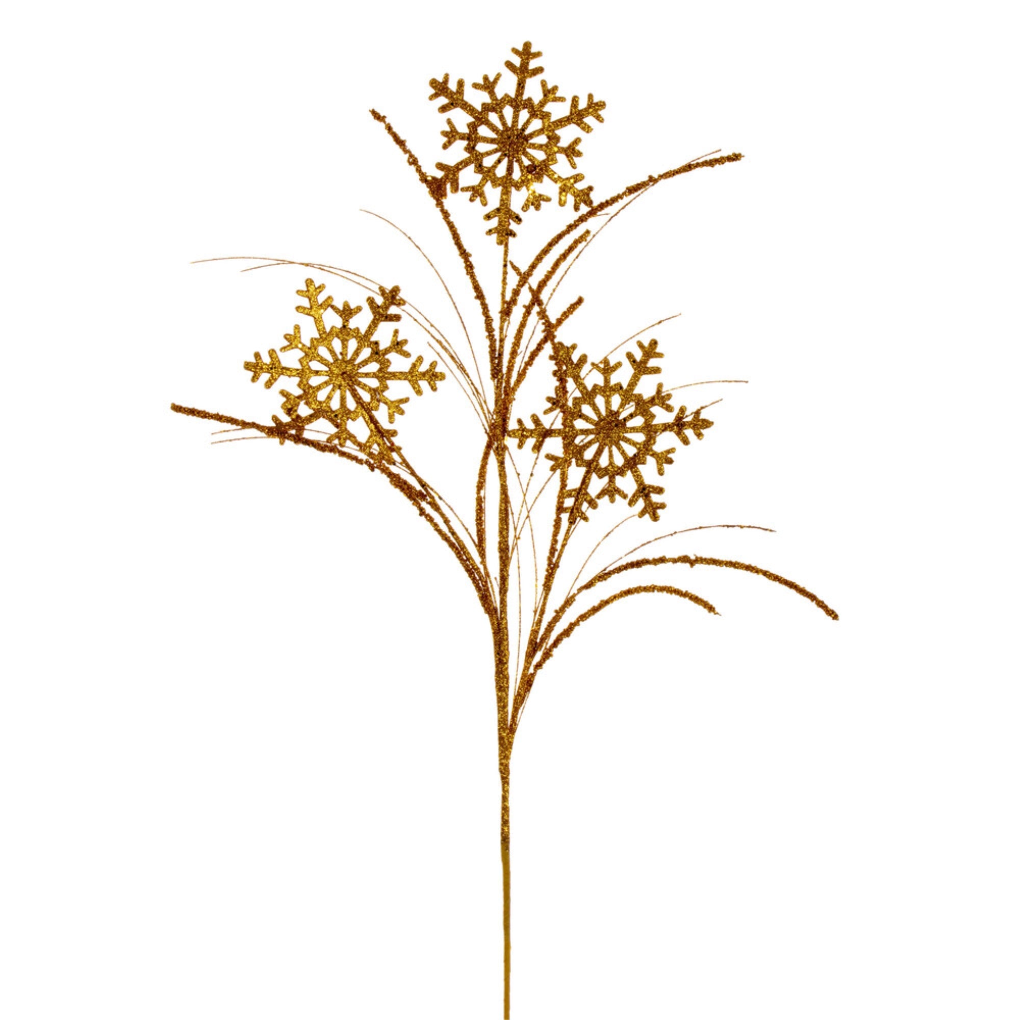 Vickerman 31” Antique Gold Snowflake Glitter Spray 6 per bag.